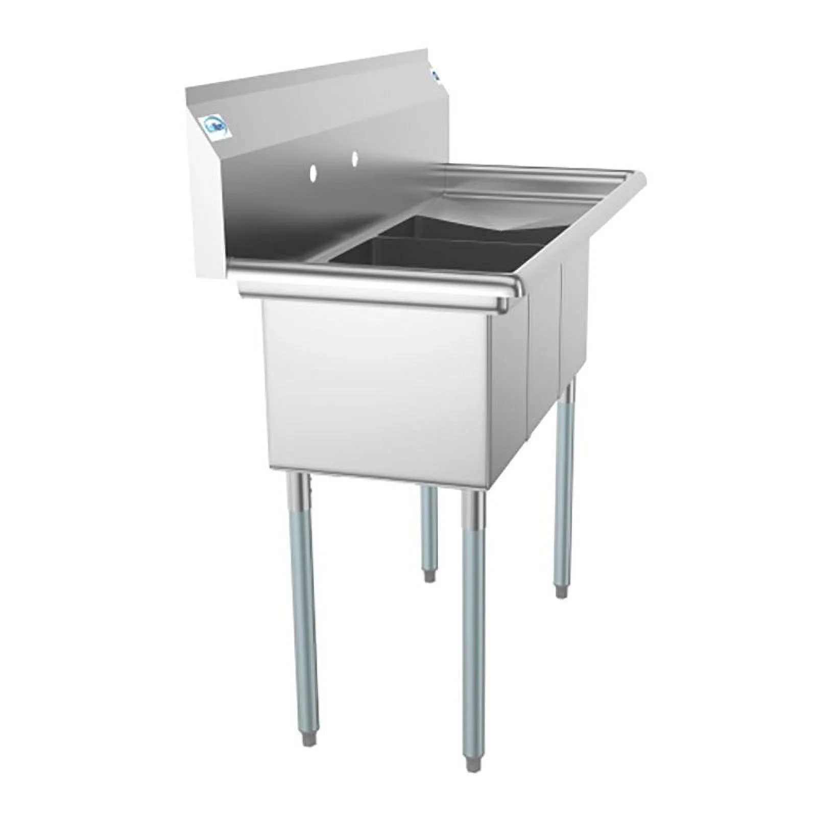 Koolmore 10x14x10 Right 3-Compartment Stainless Steel Kitchen Sink in Silver