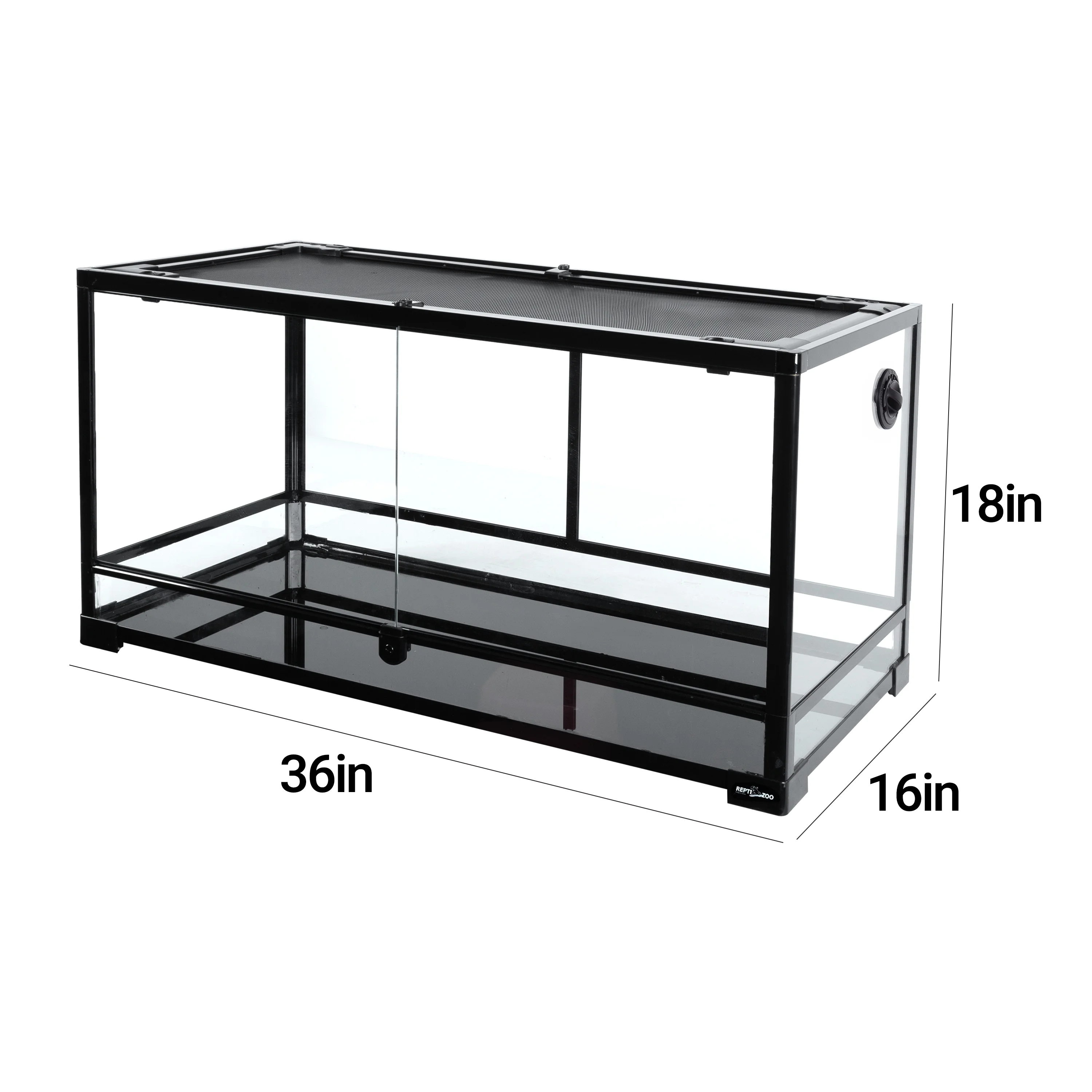 REPTI ZOO Full Tempered Glass Reptile Terrarium, Amphibian, Arachnid Habitat, 36