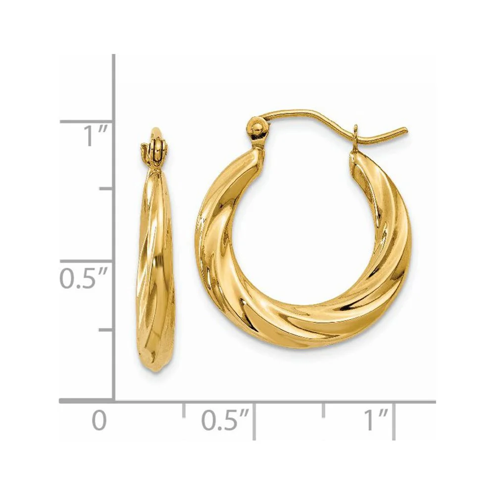Primal Gold 14 Karat Yellow Gold Polished Twisted Hollow Hoop Earrings