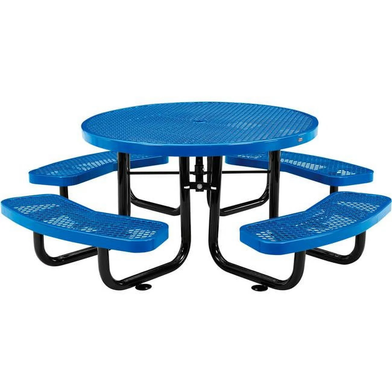 Global Industrial 277150KBL 46 in. Childs Round Outdoor Steel & Expanded Metal Picnic Table, Blue