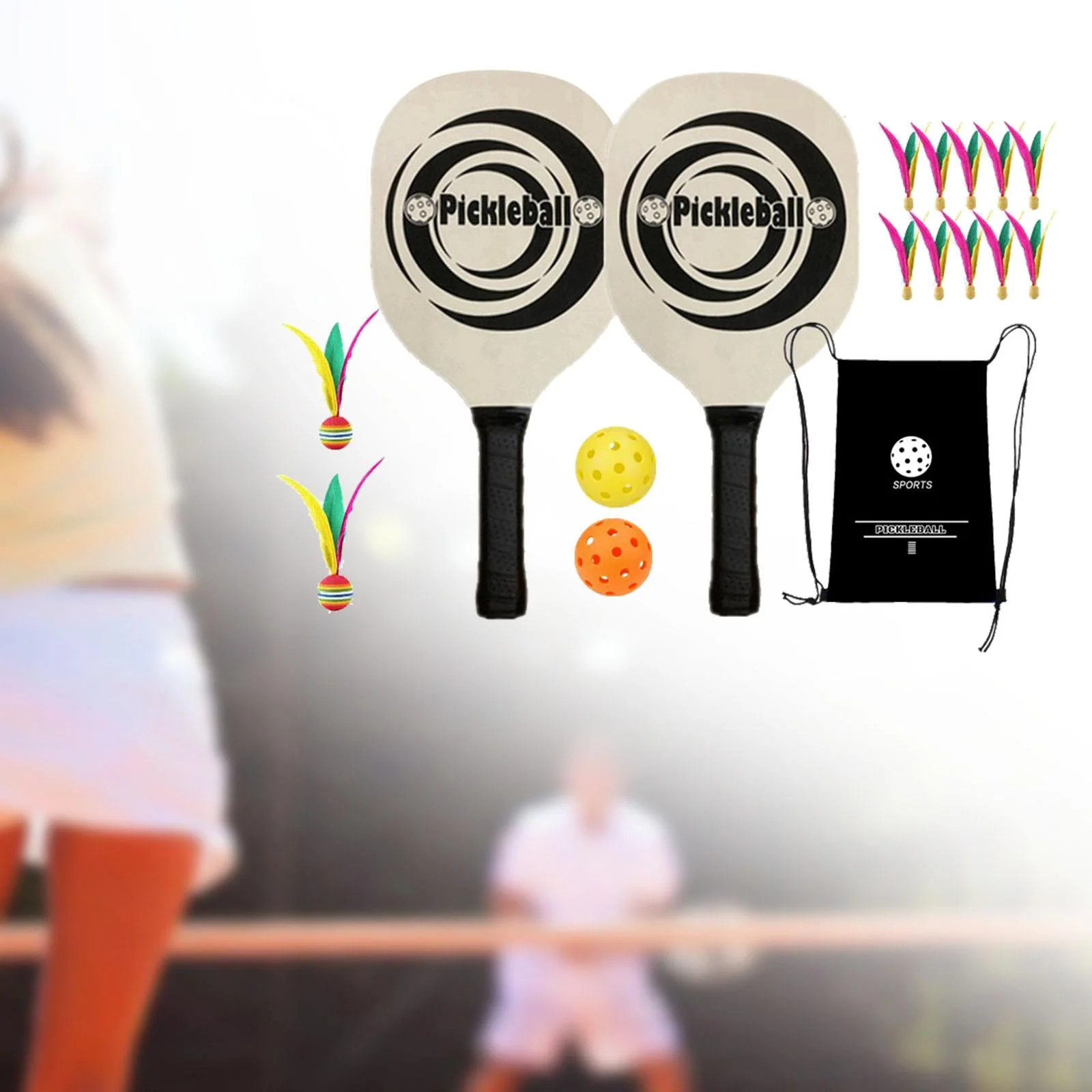 Pickleball Paddles with 2 Rackets 2 Balls Ergonomic Grip Pickleball Racquets