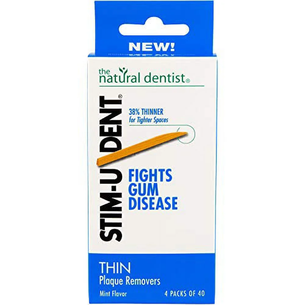 Stim-U-Dent Thin, The Un-Plastic Plaque Removers, Mint Flavored, 160 Count Box (Pack of 6)
