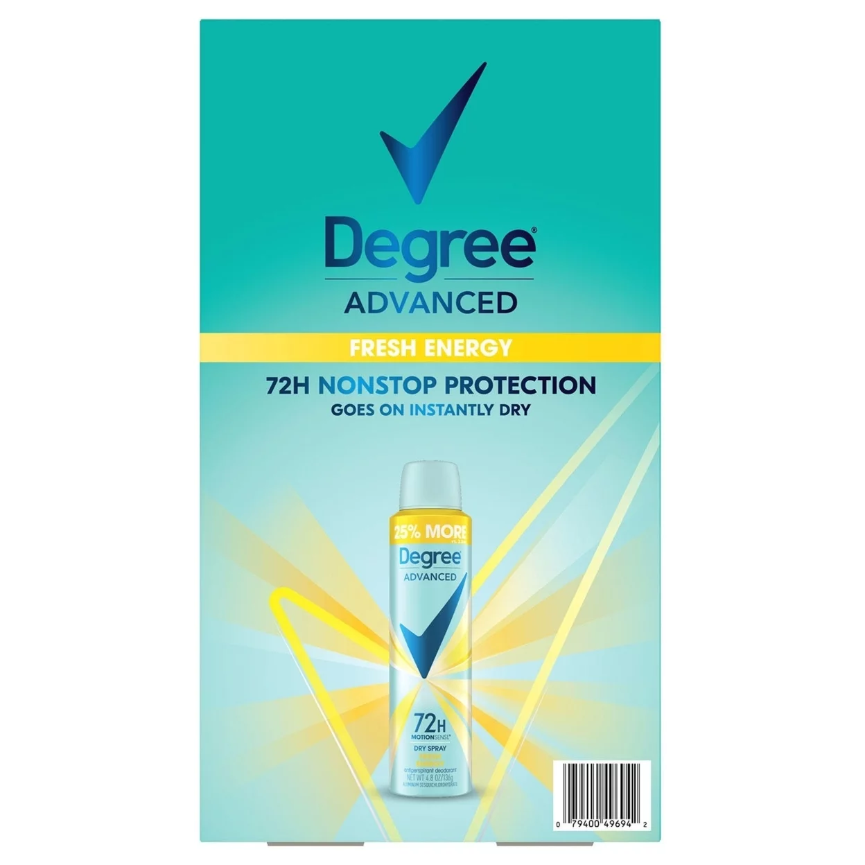Degree Advanced Dry Spray Antiperspirant & Deodorant, Fresh Energy 4.8 oz.,3 pk.