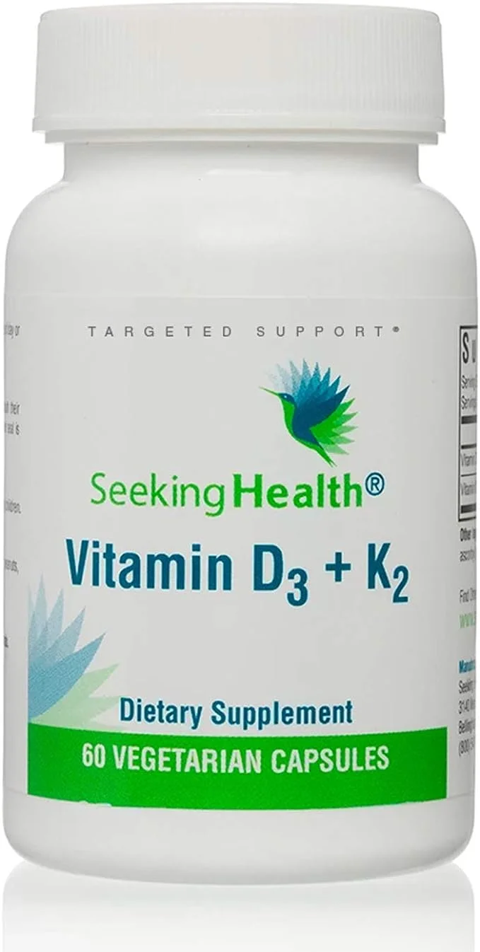 Vitamin D3 + K2 | 5000 IU of D3 (as cholecalciferol) for Optimal Calcium Absorption | 100 mcg of K2 (as menaquinone-7) for Circulatory Health | Supports Bone & Immune Health | 60 Vegetarian Capsules