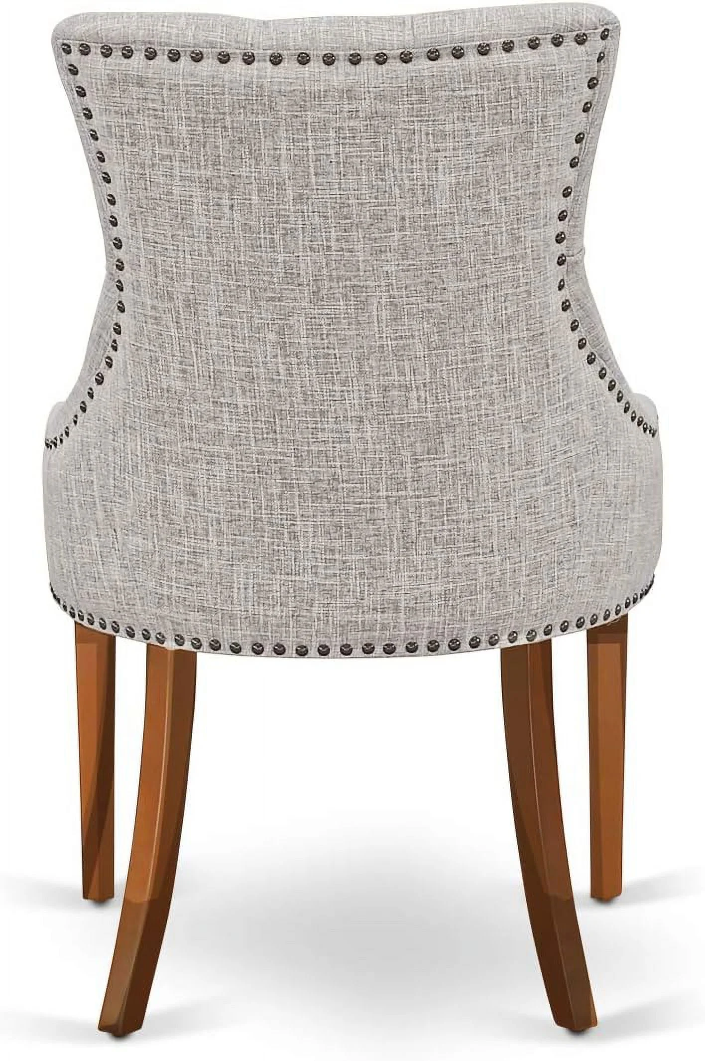 FRP3T05 Friona Parson Dining Chairs - Button Tufted Nailhead Trim Doeskin Linen Fabric Upholstered Chairs, Set Of 2, Mahogany