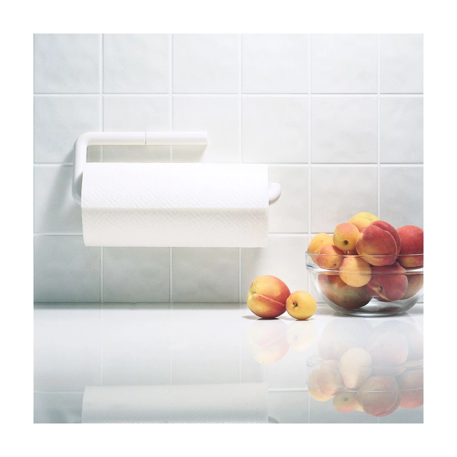 iDesign Plastic Wall Mounted Metal Paper Towel Holder, Roll Organizer for Kitchen, Bathroom, Craft Room, 13