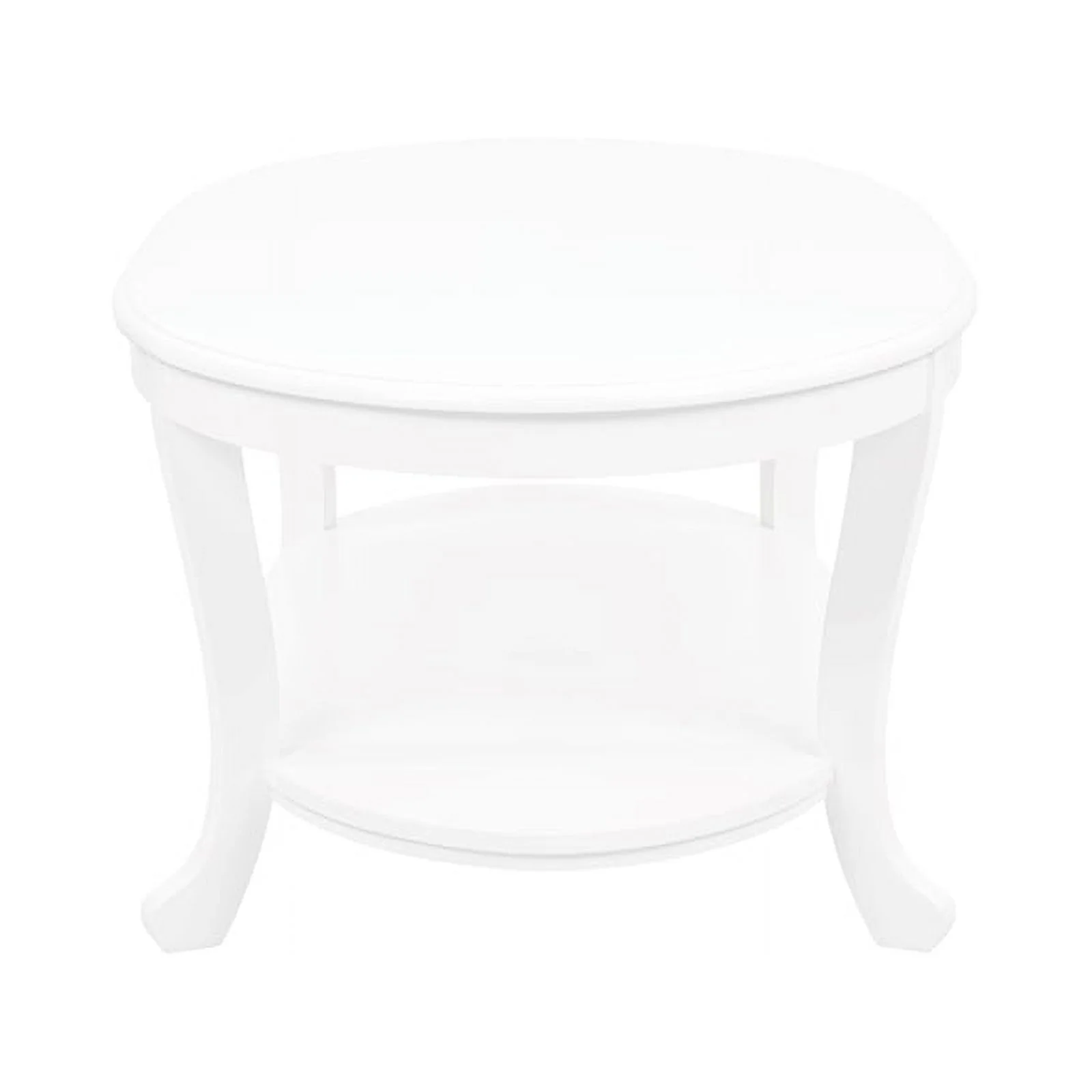 Linon Merce Wood Oval Coffee Table with Shelf in White Painted Finish