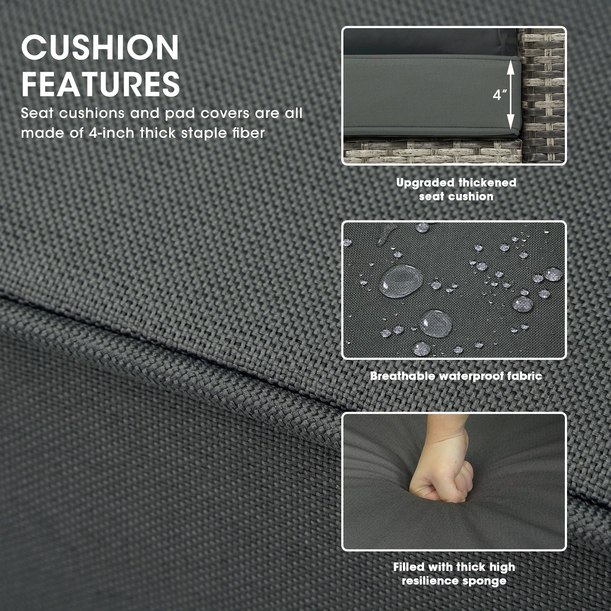 Royalcraft Outdoor Patio Furniture Set,7 Pieces Outdoor Sectional Wicker Sofa PE Rattan Conversation Sets with Non-slip Cushions,Aluminum Frame,Grey