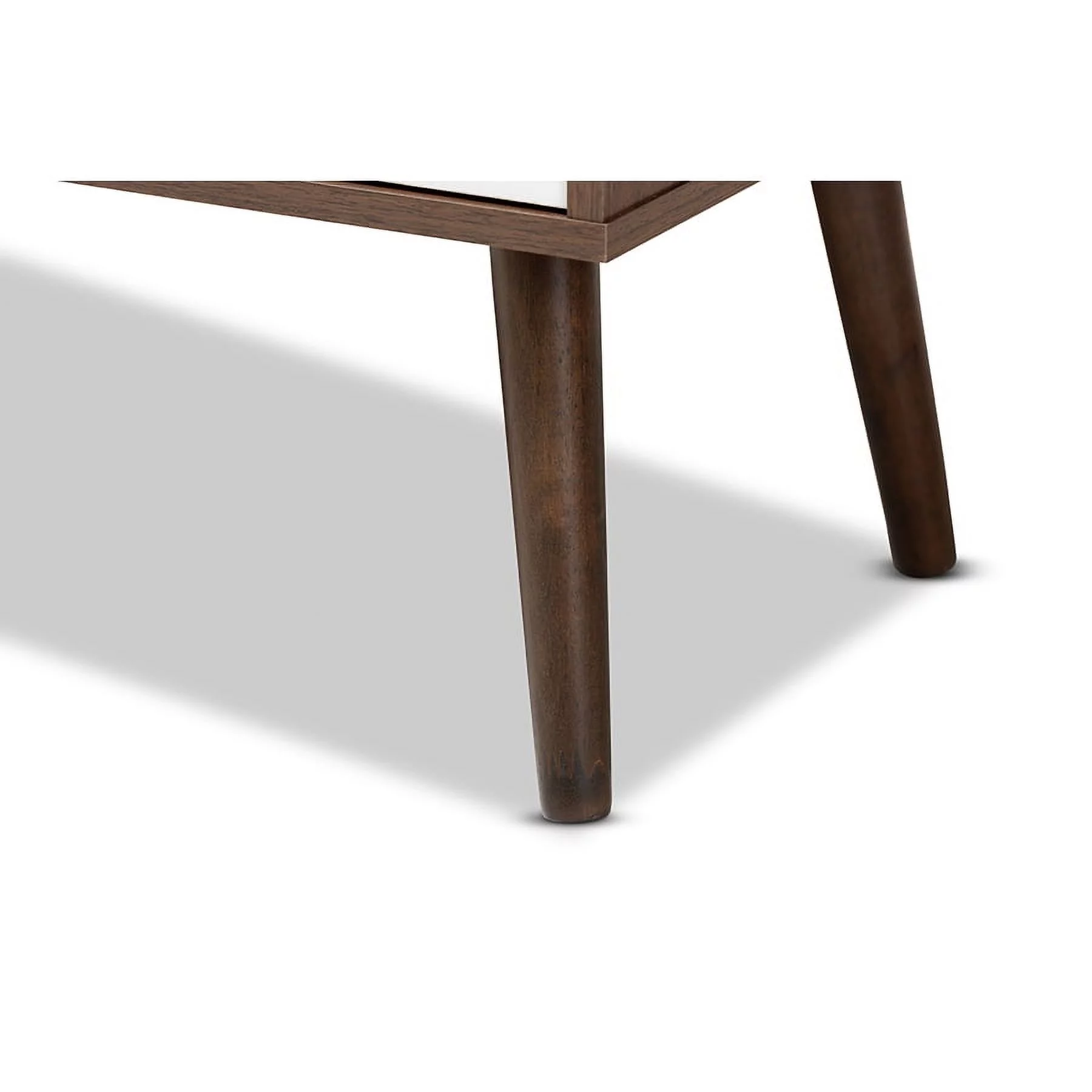 Baxton Studio Leena Two-Tone White and Walnut Wood 3-Drawer Sideboard Buffet