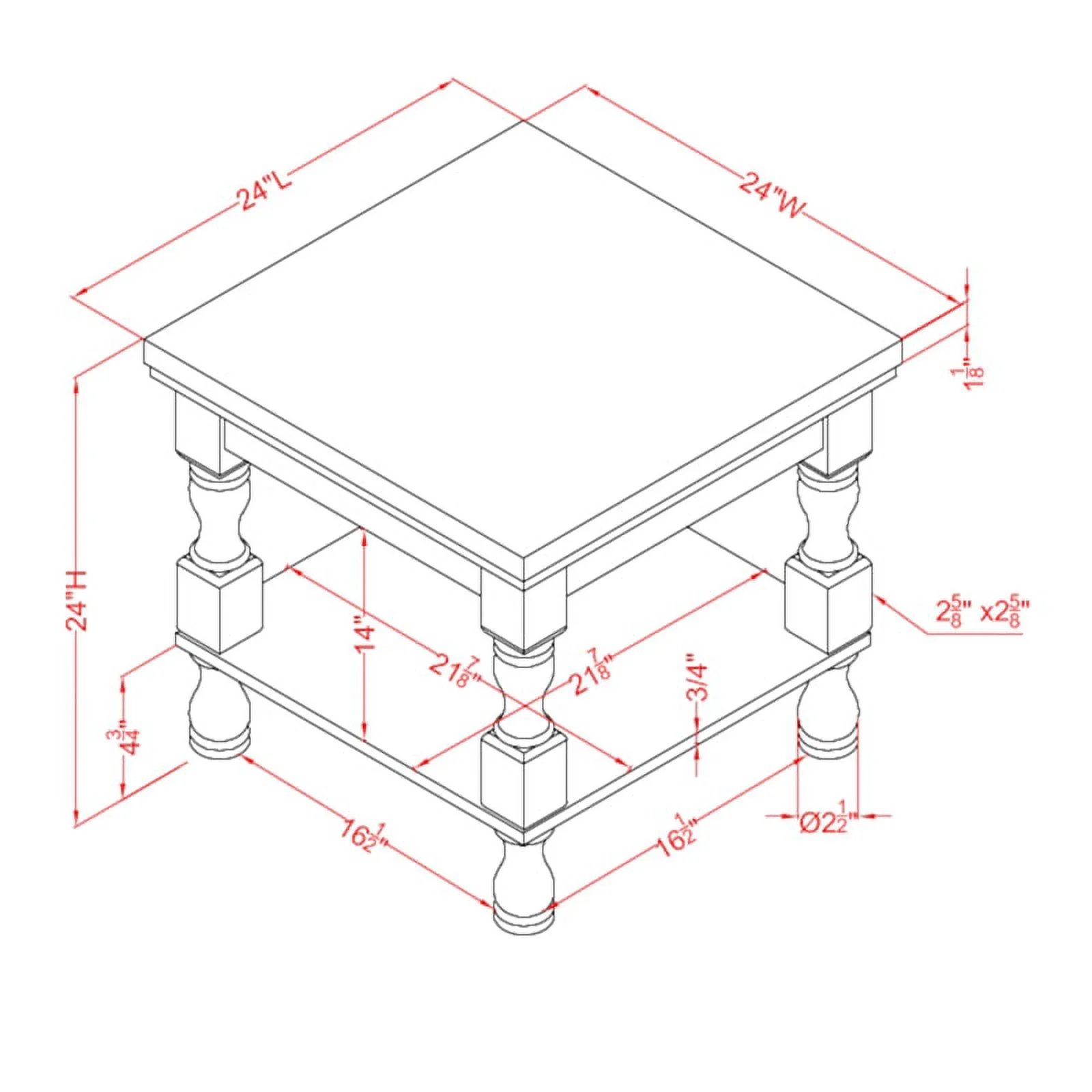 Bowery Hill Rustic Solid Wood 1-Shelf End Table in Black and Oak
