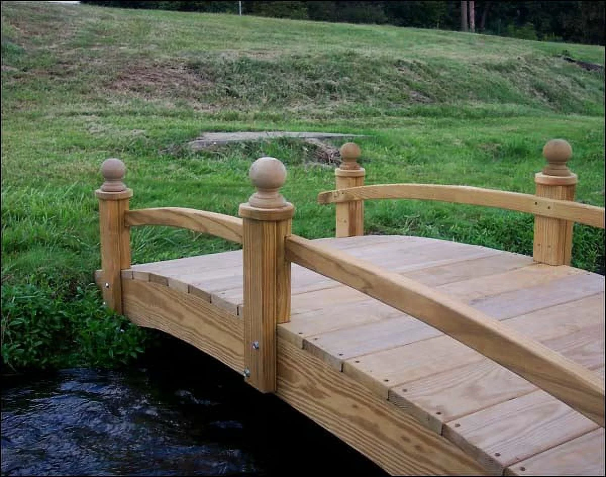 4' Treated Pine Amelia Single Rail Garden Bridge