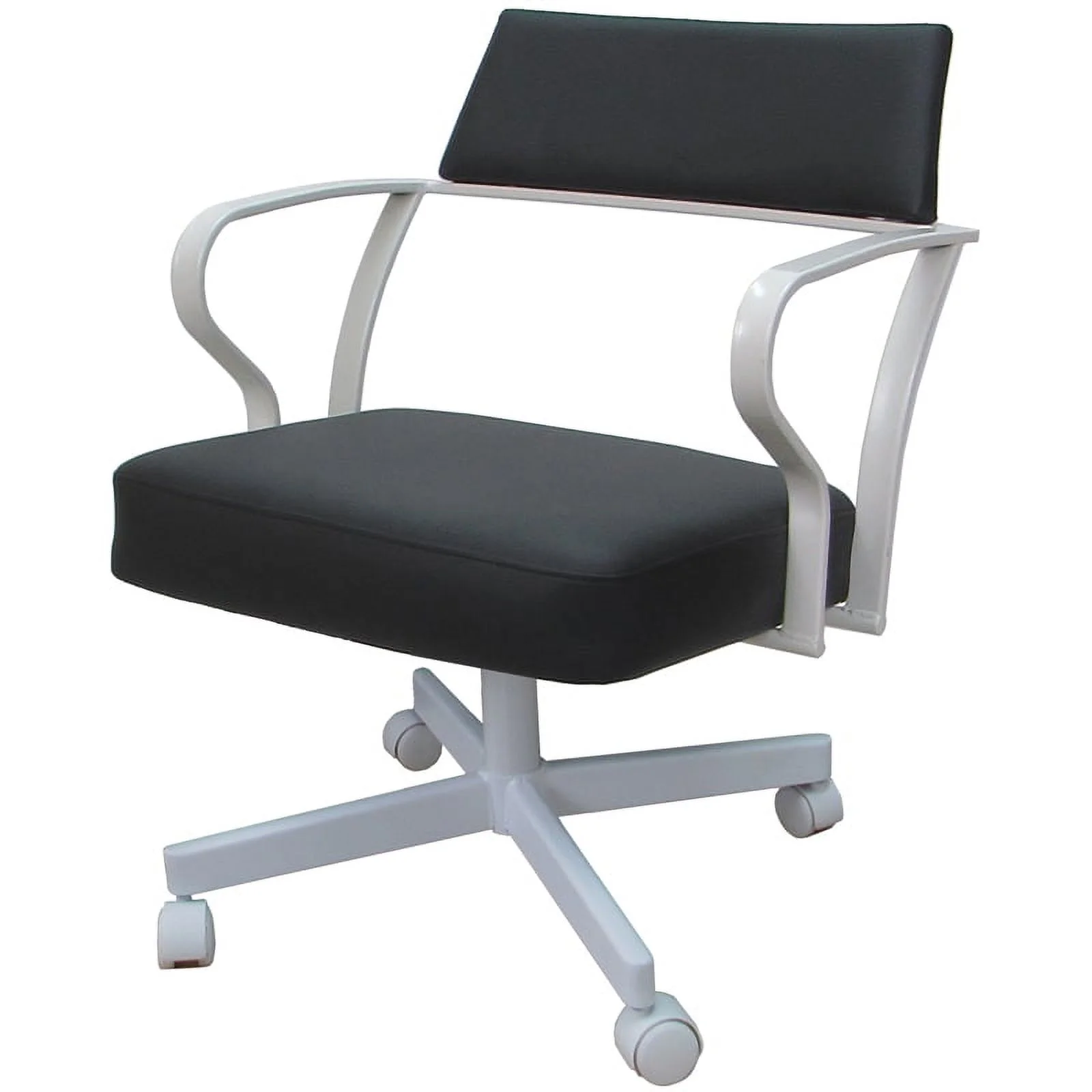 Carolina Swivel Tilt Metal Dining Caster Chair - Gray Vinyl - White Frame