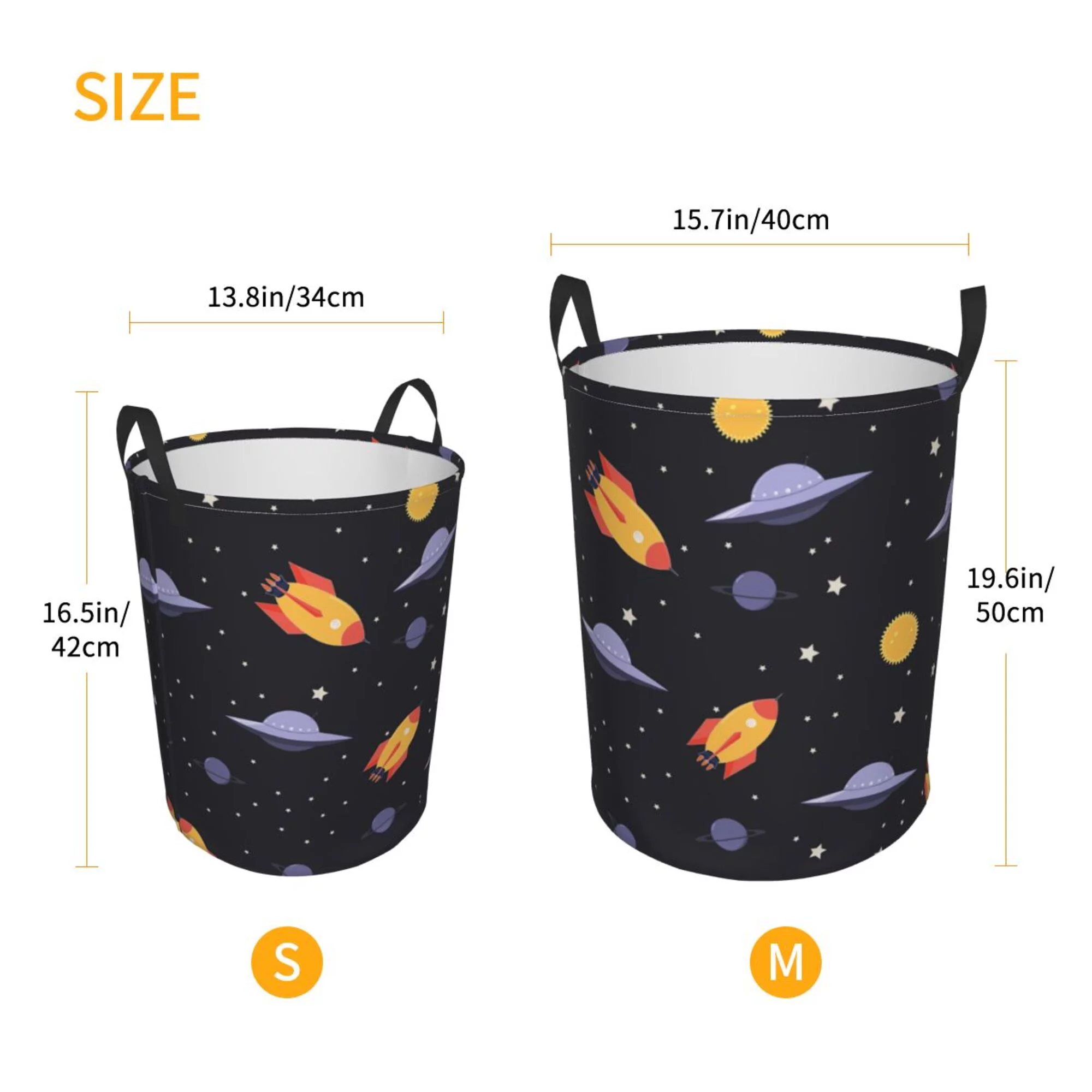 ZICANCN Outer Space Ship Laundry Basket Organizer , Dirty Clothes Hamper for Bathroom Kids Girls Boys Laundry Hamper Medium