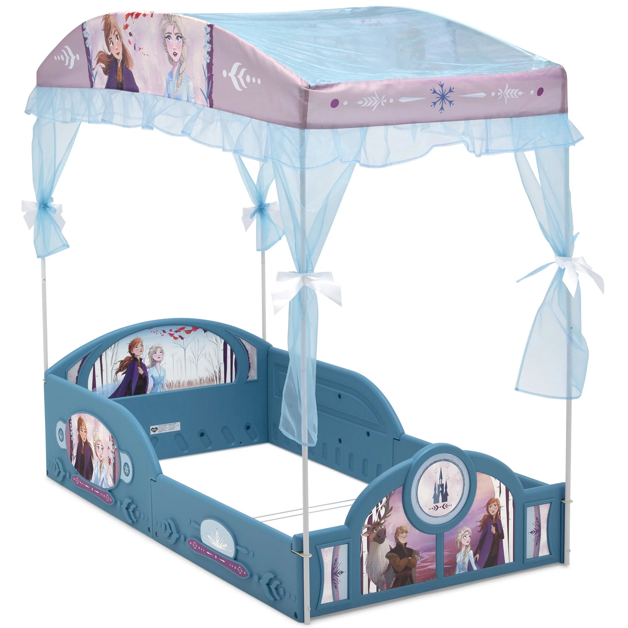 Disney Frozen II Plastic Sleep and Play Toddler Bed with Canopy by Delta Children
