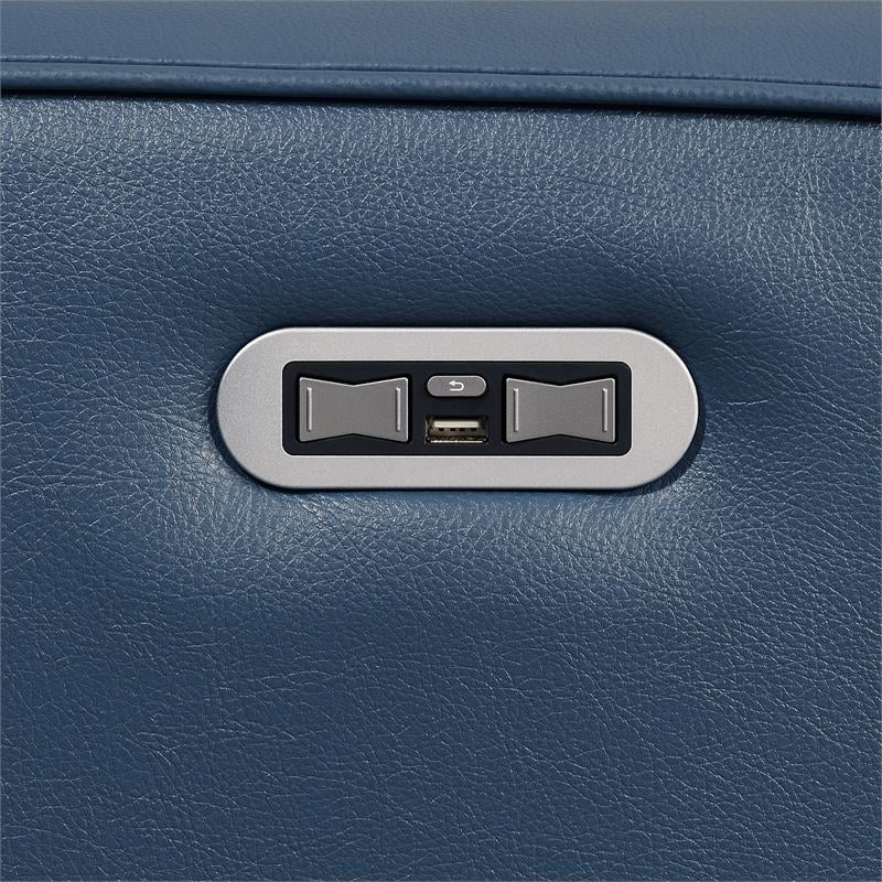 Bowery Hill Ocean Blue Top Grain Leather Power Reclining Chair