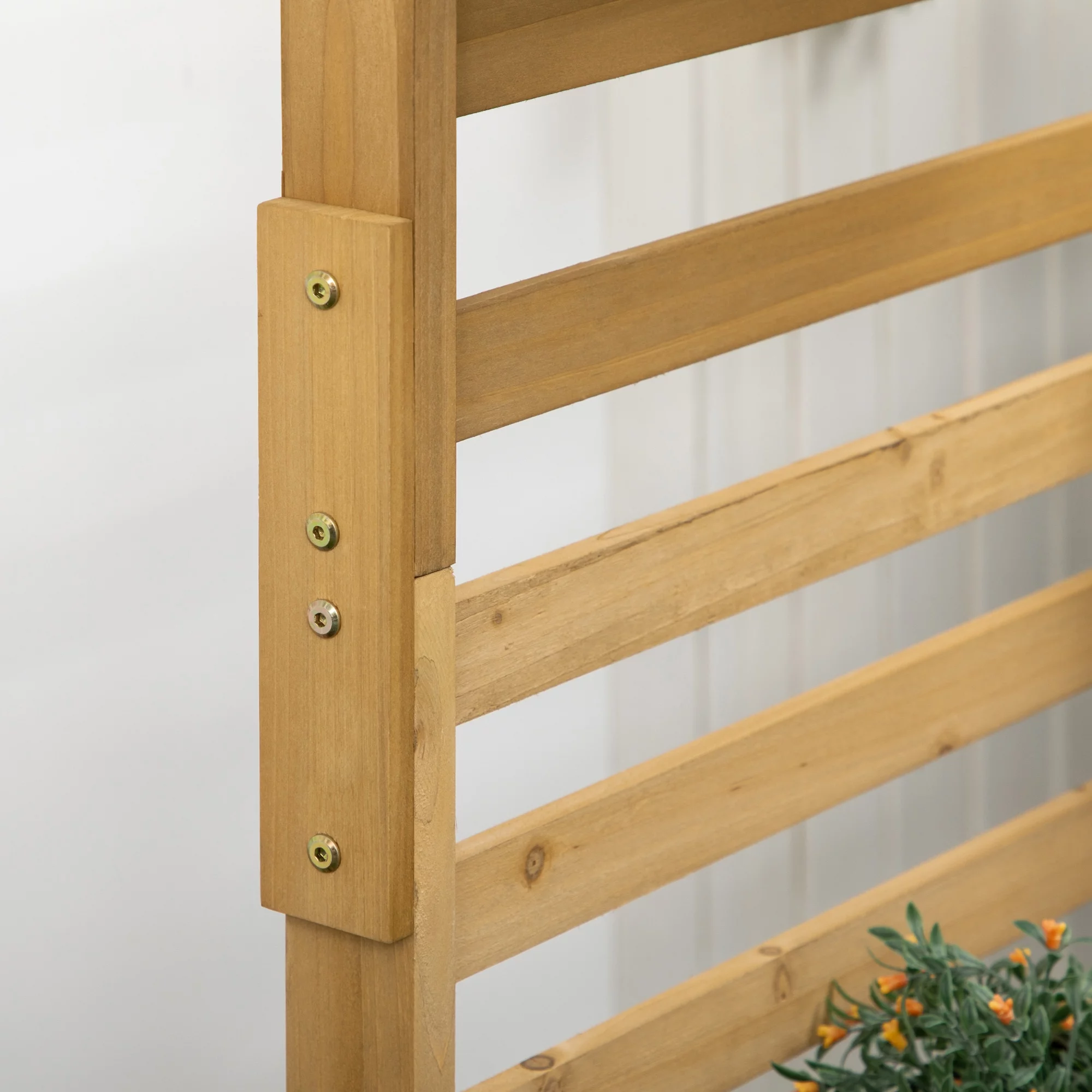 Outsunny Plant Stand with 5 Hanging Planter Boxes Slatted Trellis, Natural