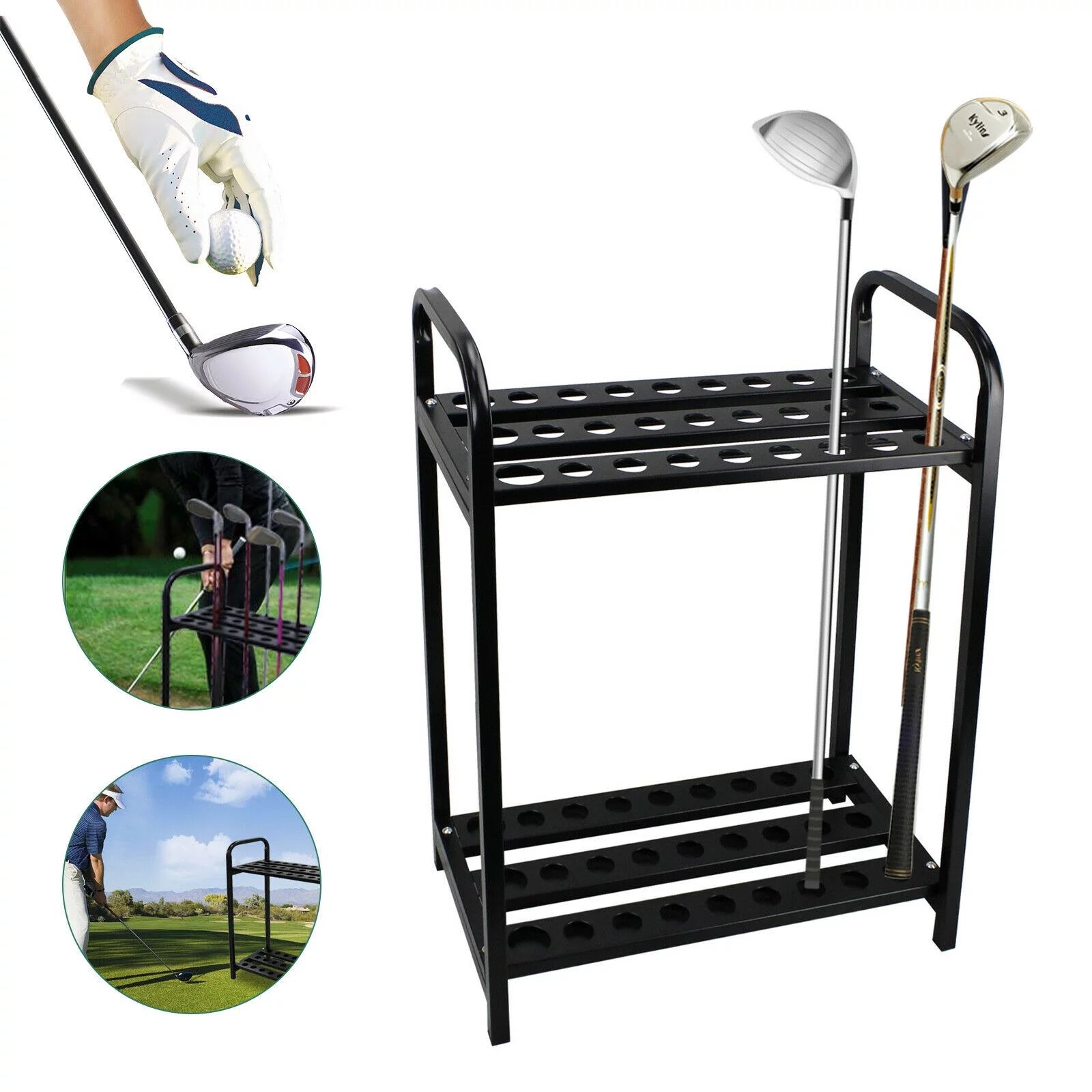 27-Hole Golf Club Holder Rack Golf Club Ground Display Stand Golf Club Organizer