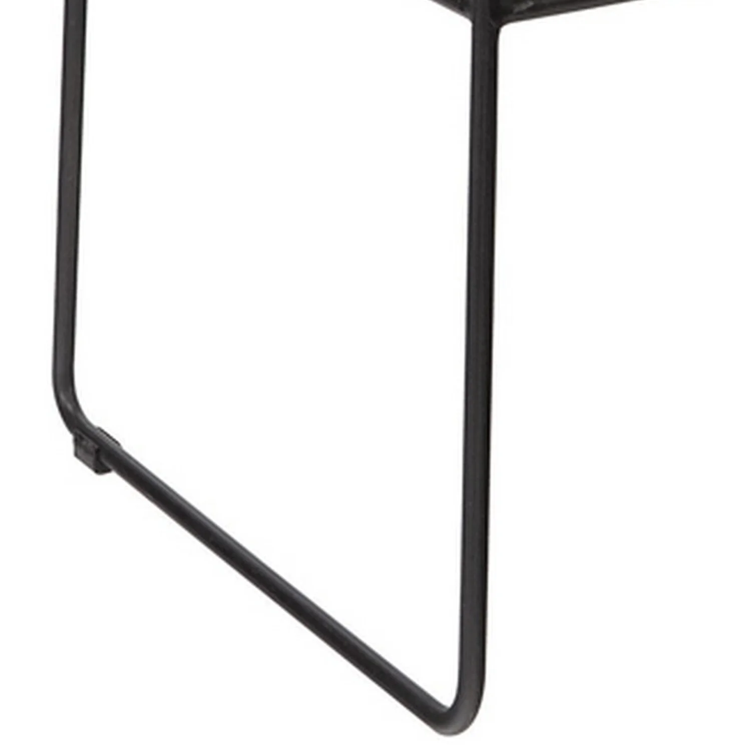 Benjara Grid Metal Leatherette Side Chairs with Sled Base, Set of 2, Brown and Black
