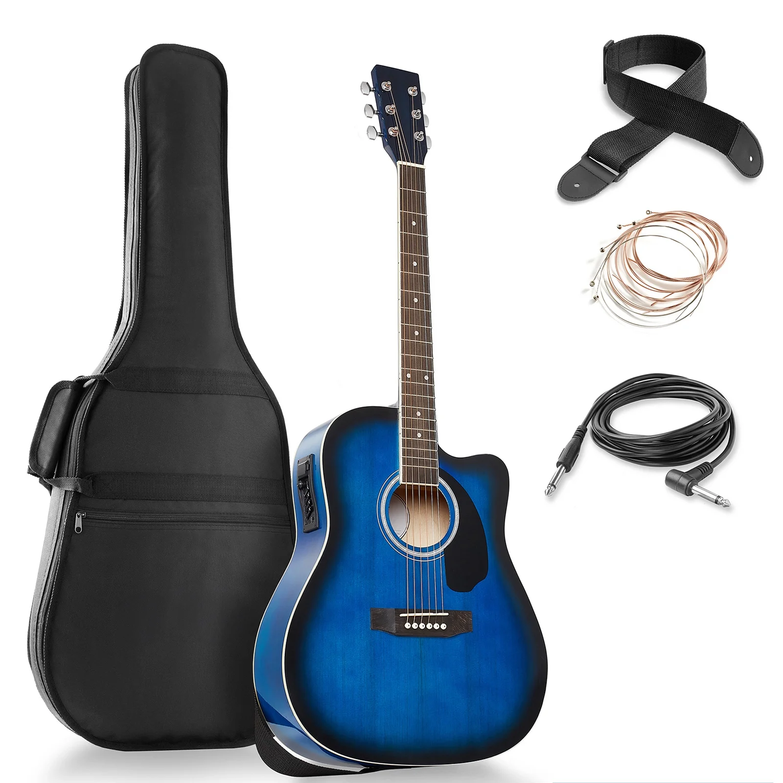 Dreadnought Cutaway Acoustic-Electric Full Size Guitar - Blue