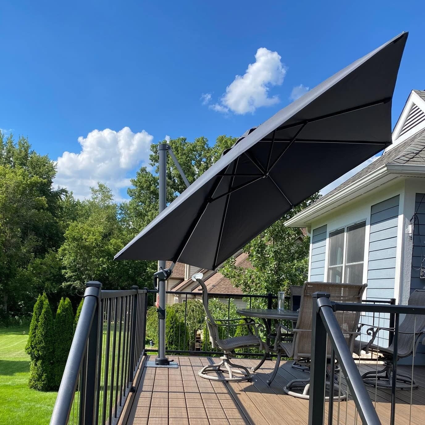 PURPLE LEAF  10 ft Square 360 Degree Rotation Patio Cantilever Umbrella Grey