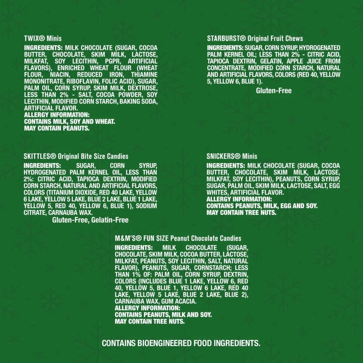 Snickers, Skittles, Twix, Starburst, M&M's Peanut Christmas Candy (230 Count)