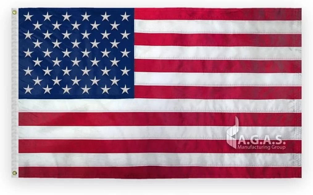 AGAS 4 x 6 Ft American Flag Outdoor Heavy Duty 400D Nylon - Dense Embroidered Stars Sewn Stripes - Brass Grommets Canvas Header, United States Flag 4 x 6 for outside
