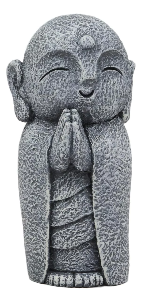 Japanese Buddha Happy Jizo Monk With Hands Clasped In Prayer Mini Statue 4.5