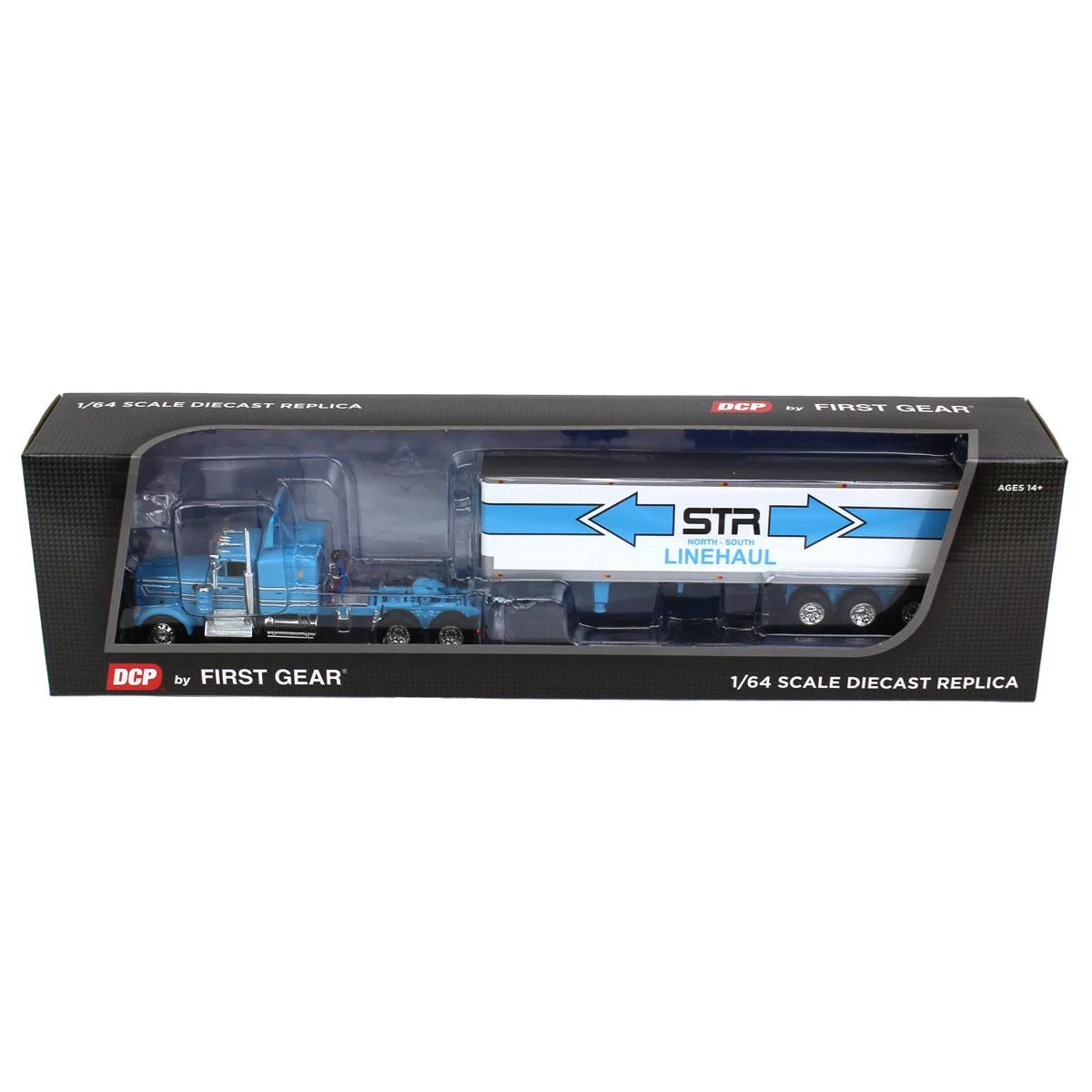 First Gear DCP 1/64 Blue & White Kenworth W900A w/ 40' Tri-axle Dry Van, STR North-South Linehaul 60-1333