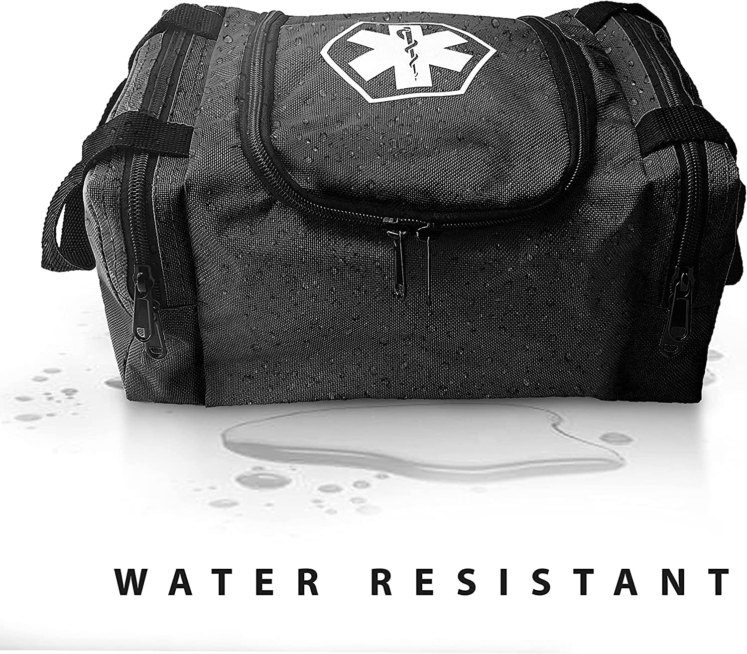 First Aid Responder EMS Emergency Medical Trauma Bag EMT, Fire Fighter, Police Officer, Paramedics, Nurse (Black)