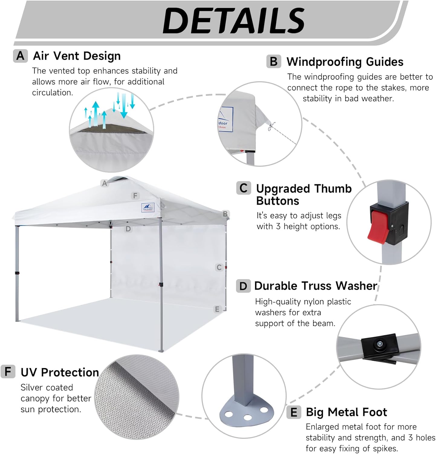 10'x10' Pop Up Canopy Outdoor Tent Easy Up Canopy Tent with Sidewalls, Instant Canopy Canopies with Wheeled Carry Bag, 4pcs Sand Bags for Camping Garden Party Beach, White