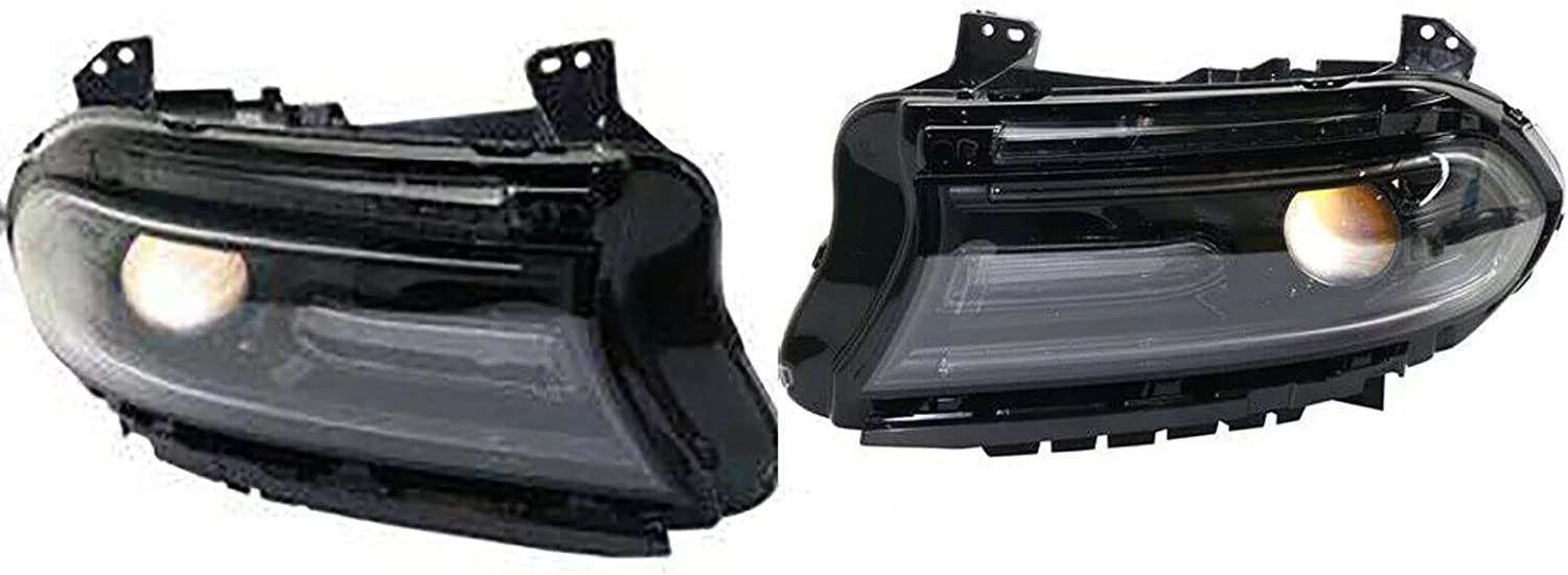 DENEST Passenger&Driver Side Replacement Headlight Assembly Compatible with Charger 2015 2016 2017 2018 2019 2020 , 1 Pair Left+Right Halogen Headlights Clear lens (LH+RH)