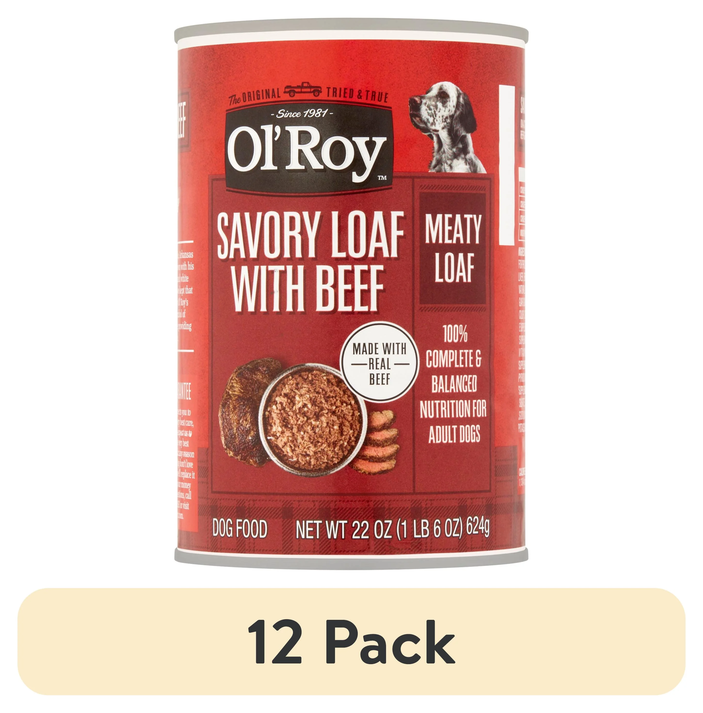 (12 pack) Ol' Roy Savory Loaf with Beef Wet Dog Food, 22 oz Can