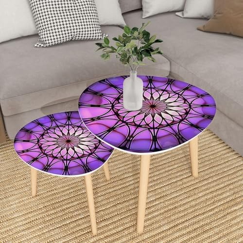 TQJKLFDY Small Coffee Nesting  Abstract Stained Glass Mosaic Triangle End  Center   Modern   Room Bedroom Balcony