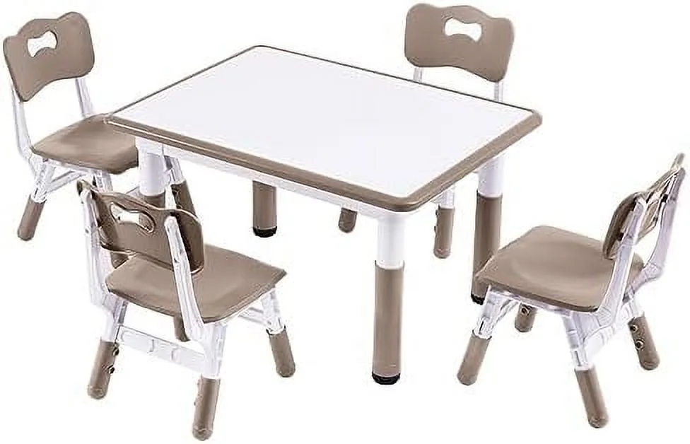 HYHBIBOOM Table and 2 Chairs Set  Height-Adjustable Toddler Table and Chair Set with Graffiti Desktop  31.5''L x 23.6''W Children Activity Table for Daycare  Classroom  Ho