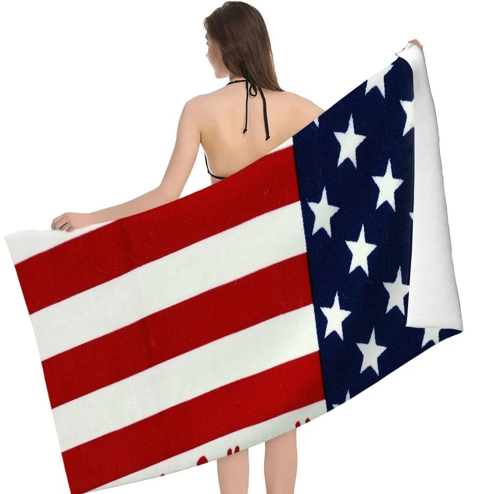 Creowell Kaufman - American Flag Beach, Bath, Pool beach towel 30x60in