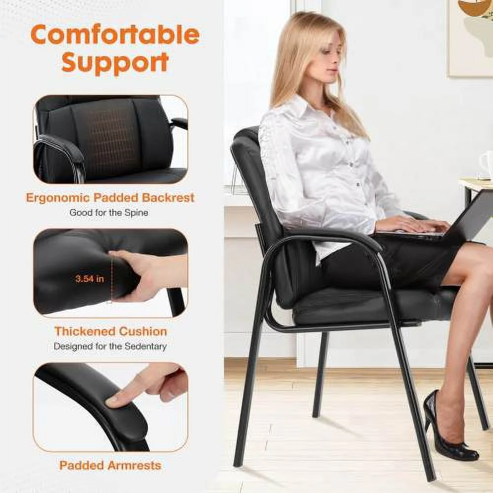 JHOOTUUO Leather Conference Room Chairs with Padded Arms eception Chairs Office Guest Chairs 1P