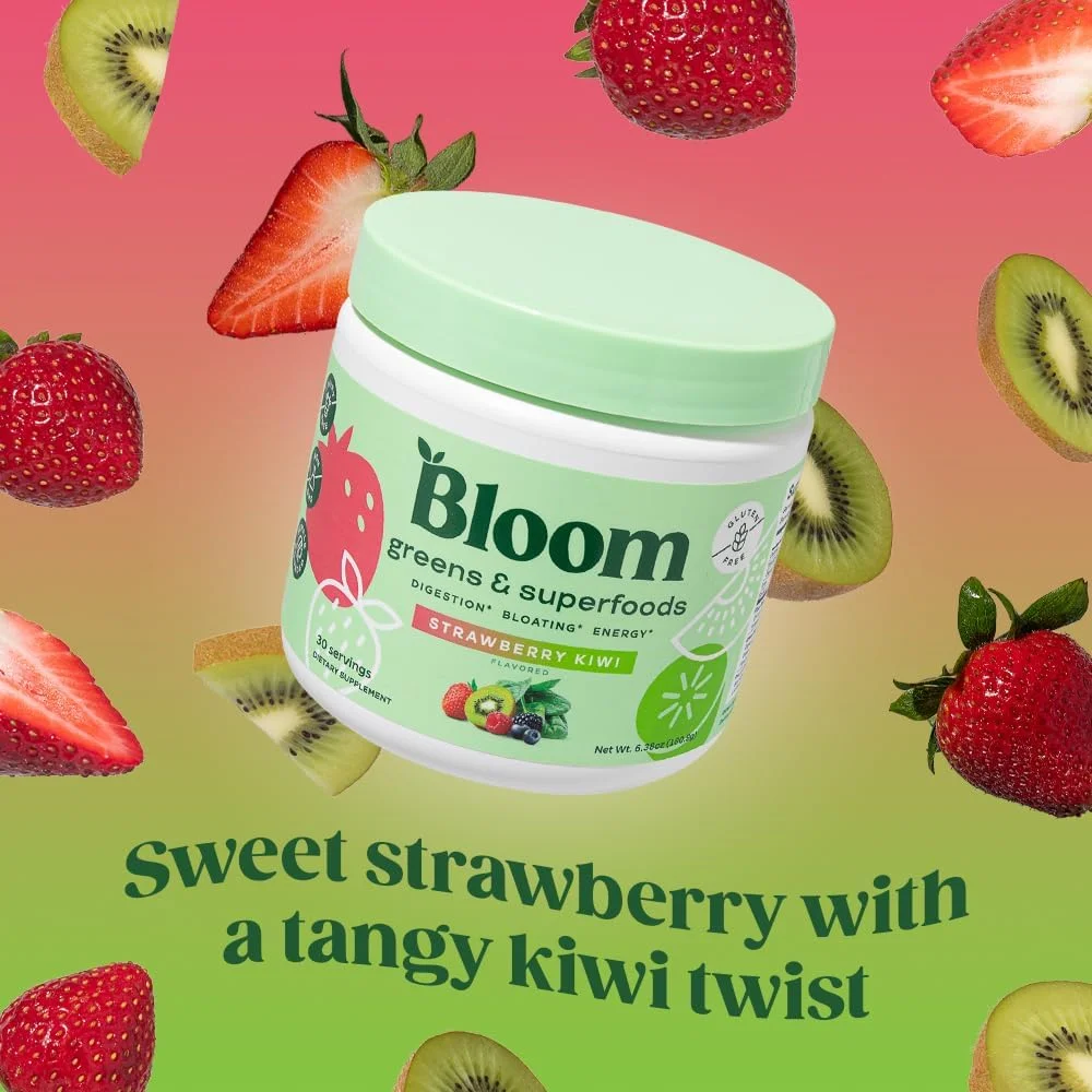 Bloom Nutrition Greens & Superfoods Powder, Strawberry Kiwi, 30 Servings