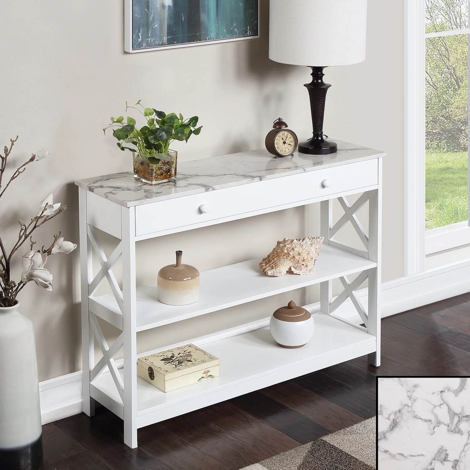 HomeStock Southwestern Sanctuary 1 Drawer Console Table With Shelves