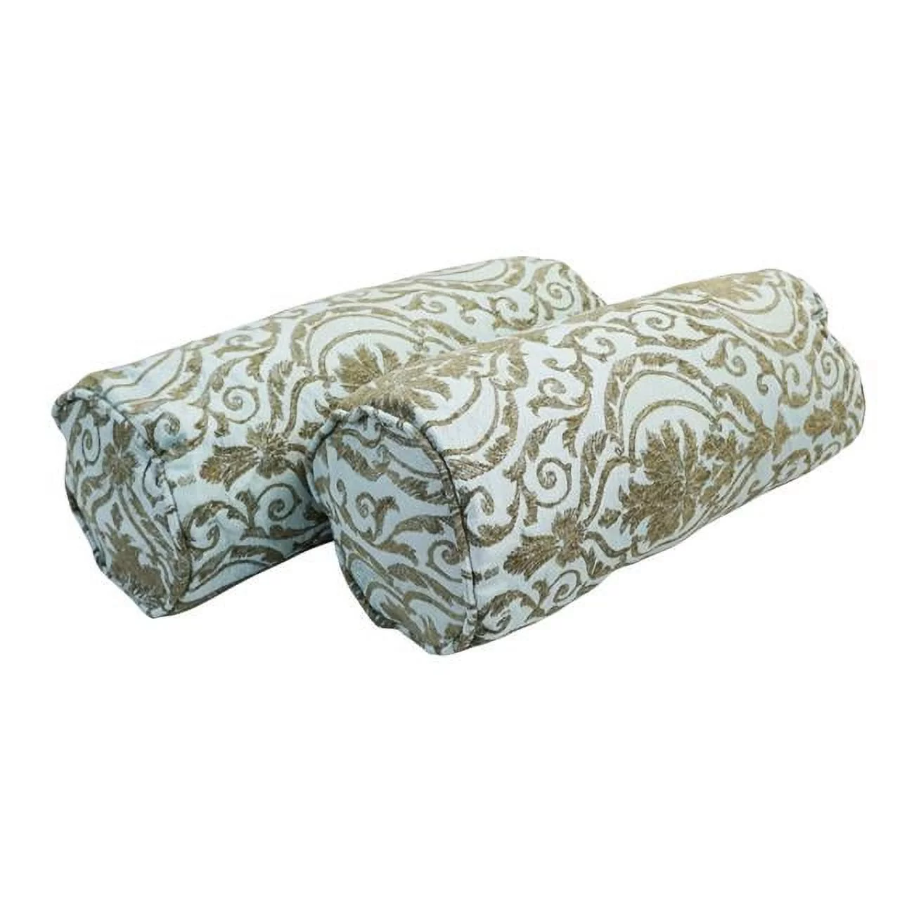20-inch by 8-inch Double-corded Patterned Jacquard Chenille Bolster Pillows with Inserts (Set of 2) 9814-CD-S2-JCH-CO-32