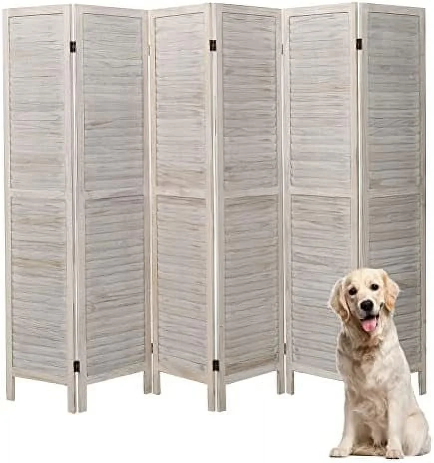 TJCGDTY Room Divider 8 Panel with Louvered Design  5.6ft Tall Wood Partition Room Dividers and Folding Privacy Screens  Freestanding Room Separators Divider Wall Fully Assembled  Natural