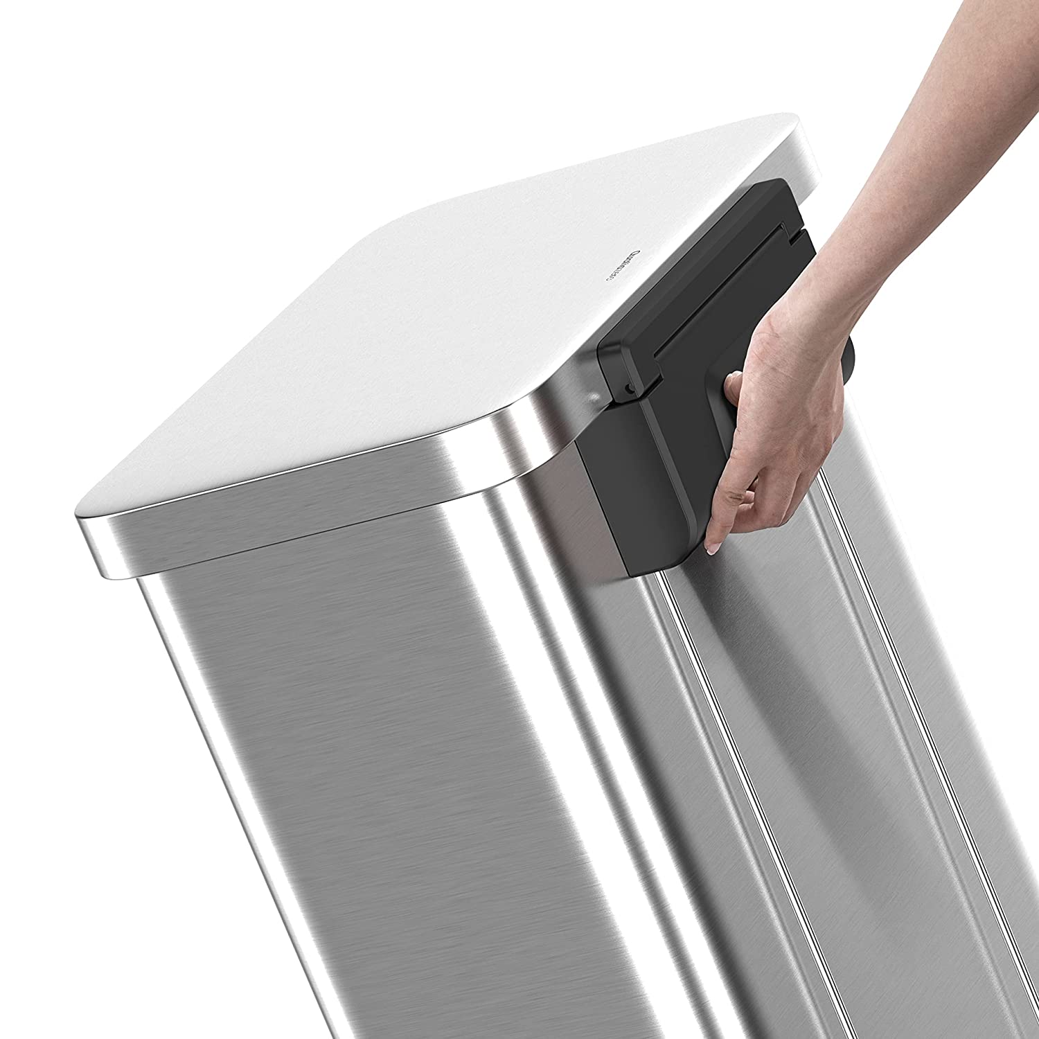 75L/19.8Gal Heavy Duty Hands-Free Stainless Steel Commercial/Kitchen Step Trash Can, Fingerprint-Resistant Soft Close Lid, Rectangle Shape (75L Rectangle)