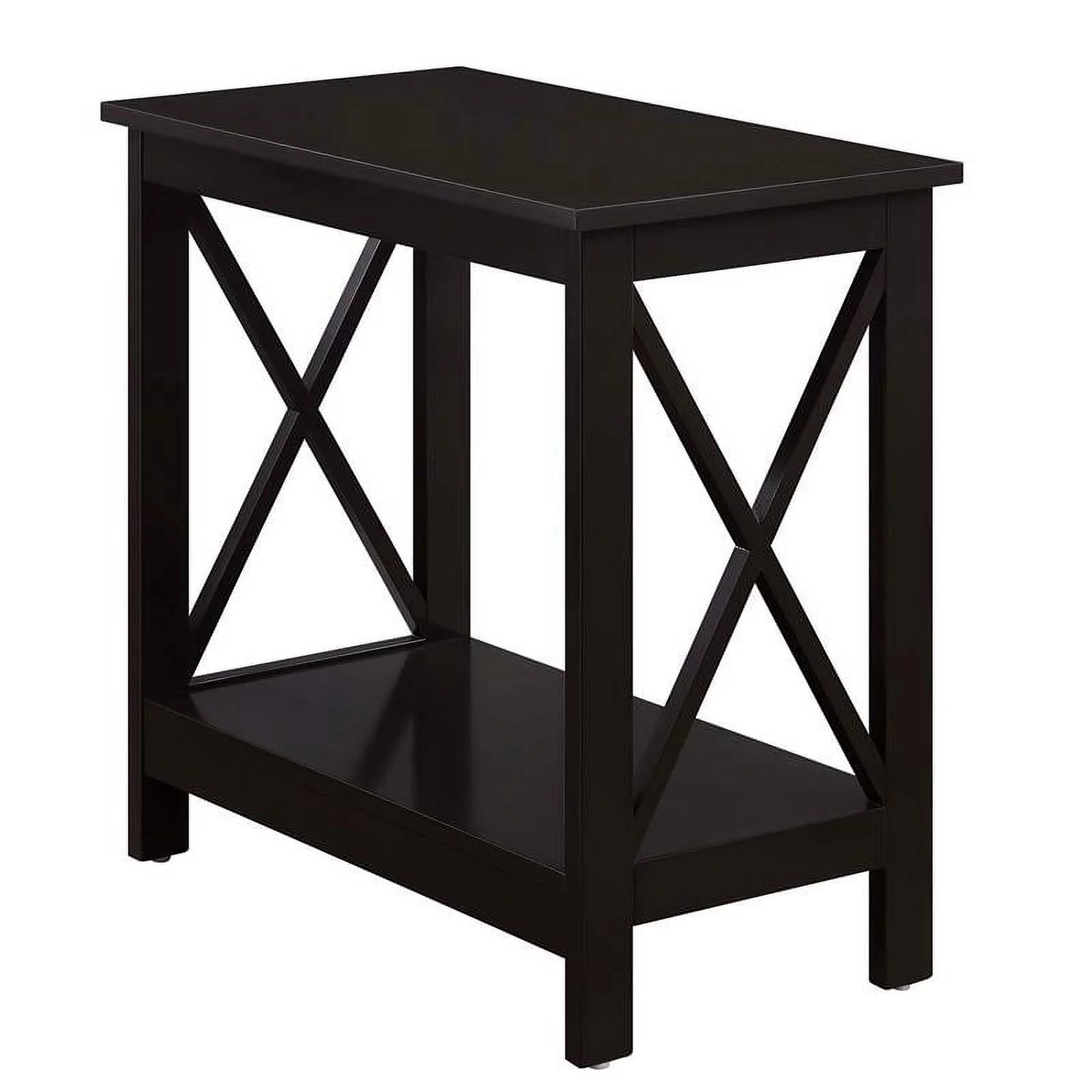 Home Square Chairside End Table with Shelf in Espresso Wood Finish - Set of 2