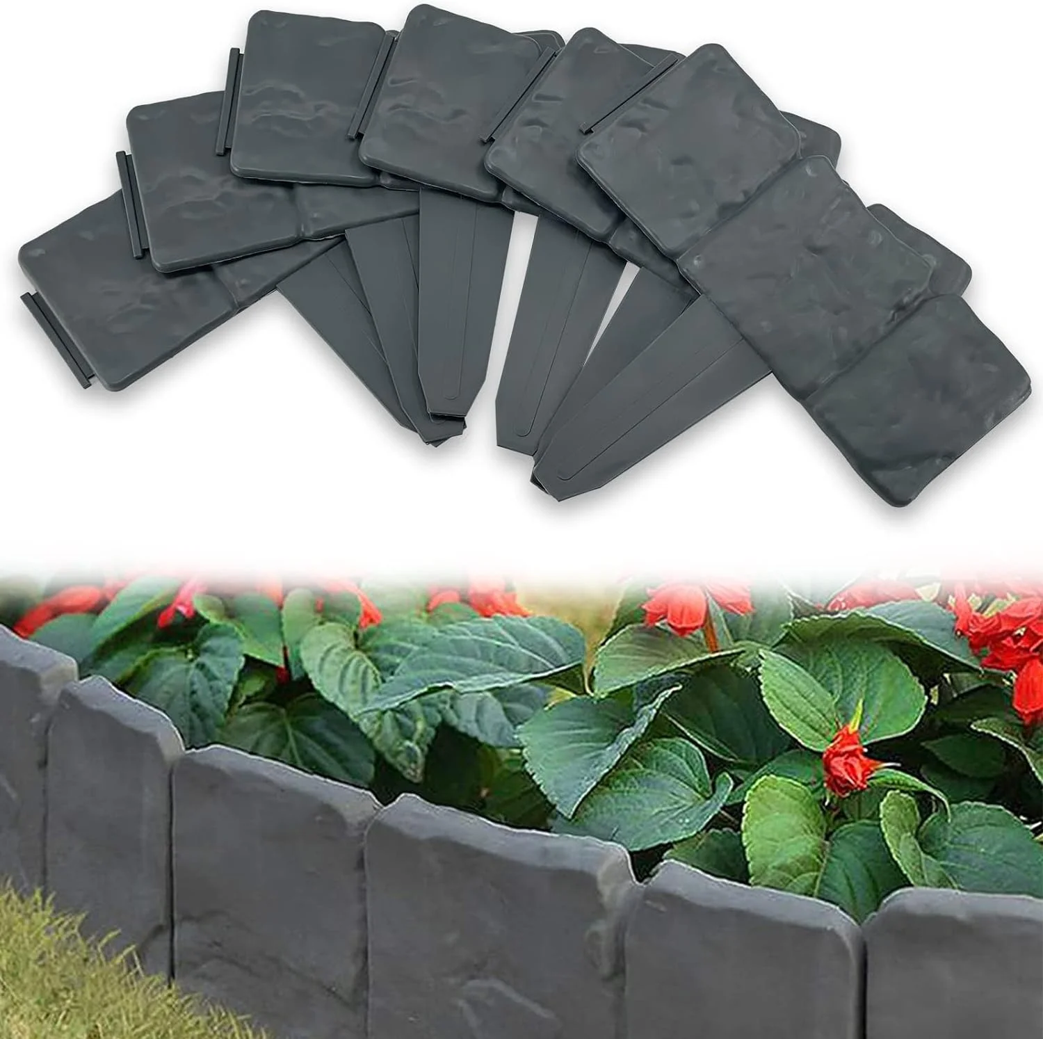 CHAIKEN&CAPONE 20 Pcs DIY Garden Edging Border No Dig,Landscape Edging,Install Easy and Convenient