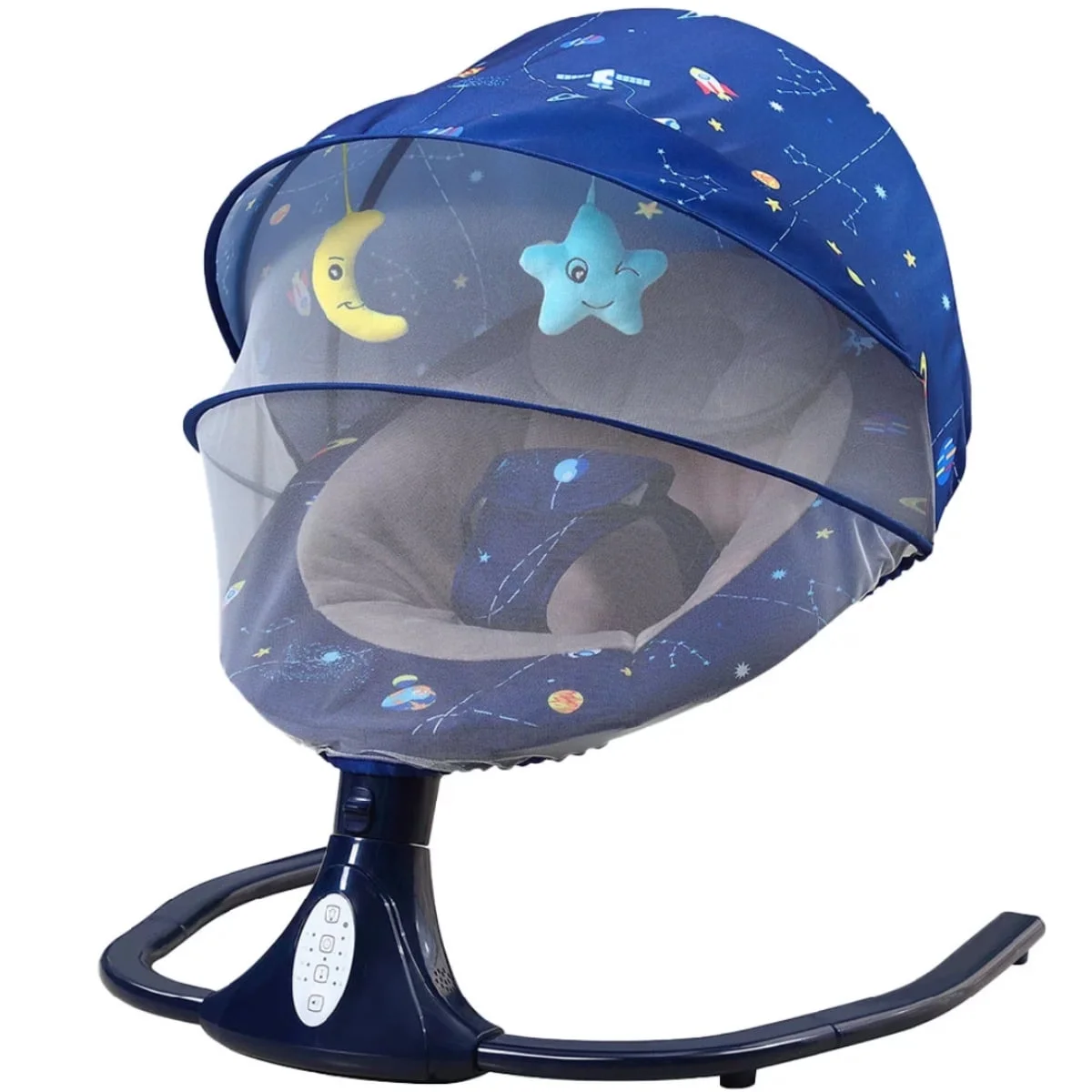 YYW Electric Baby Swing for Infants - 3 Gear Adjustable Seat, Remote Control, Bluetooth Music, 4 Speed Settings, 4 Timing Settings, 12 Lullabies, USB Enable, Blue