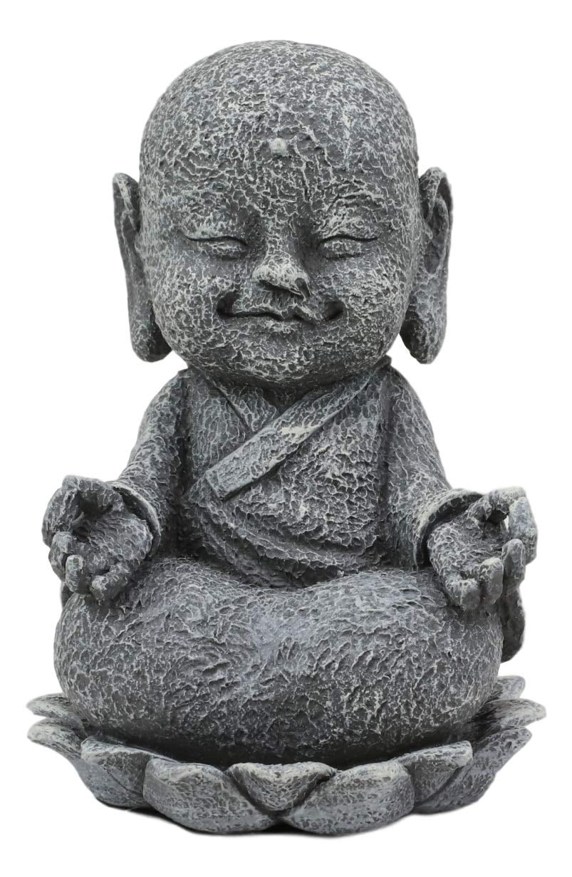 Ebros Zen Meditating Japanese Jizo Monk With Om Hand On Lotus Statue 4