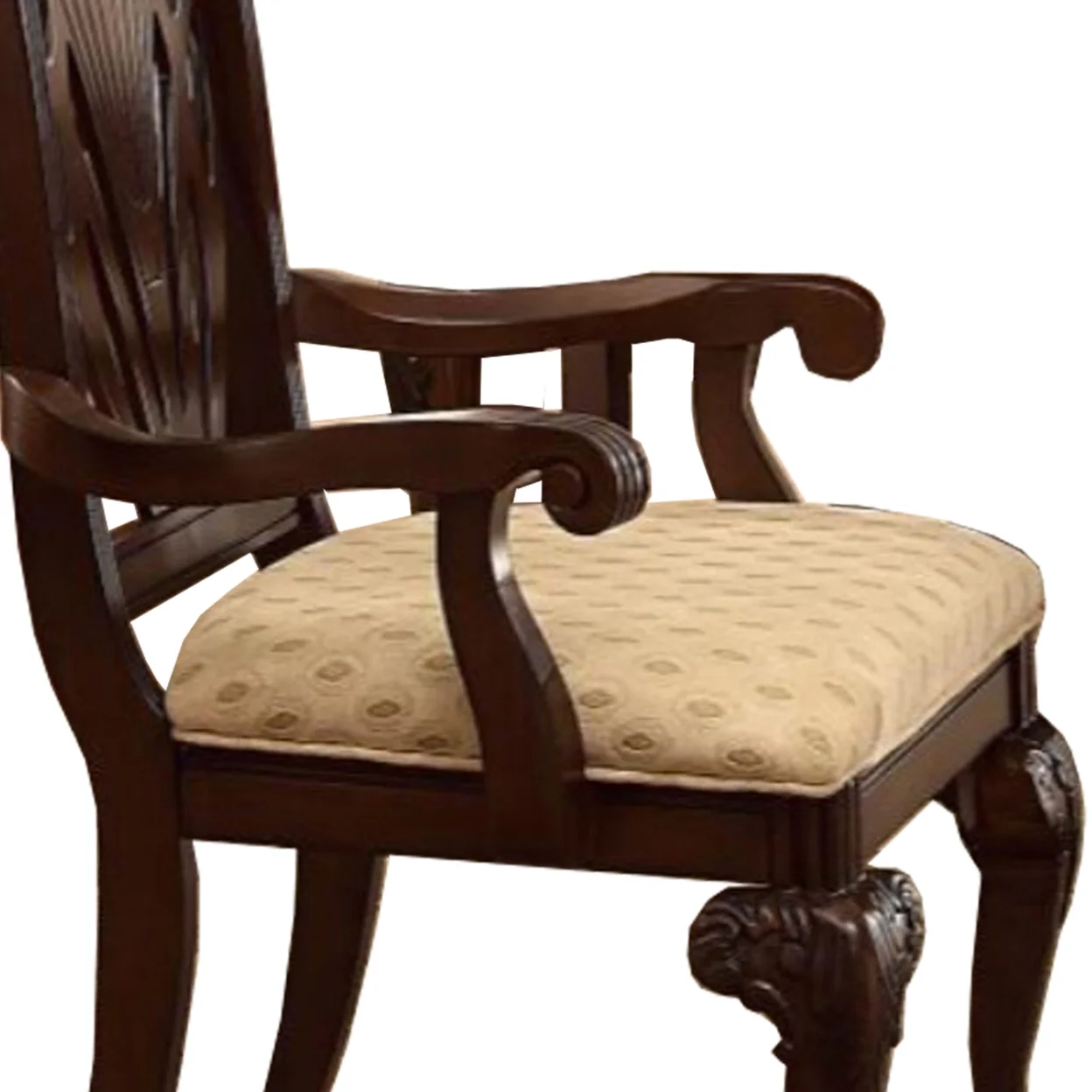 Benzara Traditional Style Wooden Fabric Dinning Arm Chair , Set of 2