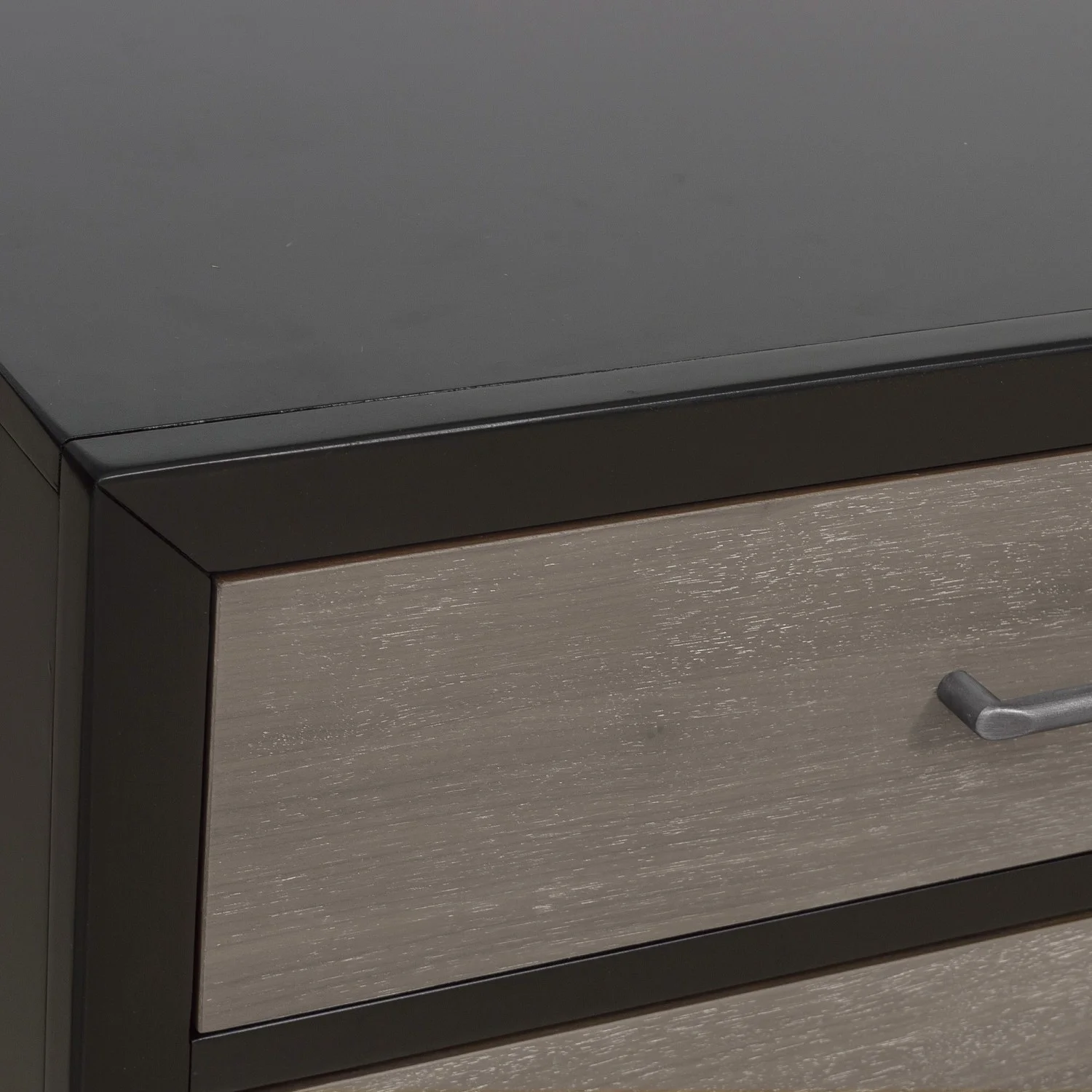 Stylish Two-Tone Finish Bedroom Nightstand Walnut Veneer Wood Retro Design 3 Drawers Tapered Legs