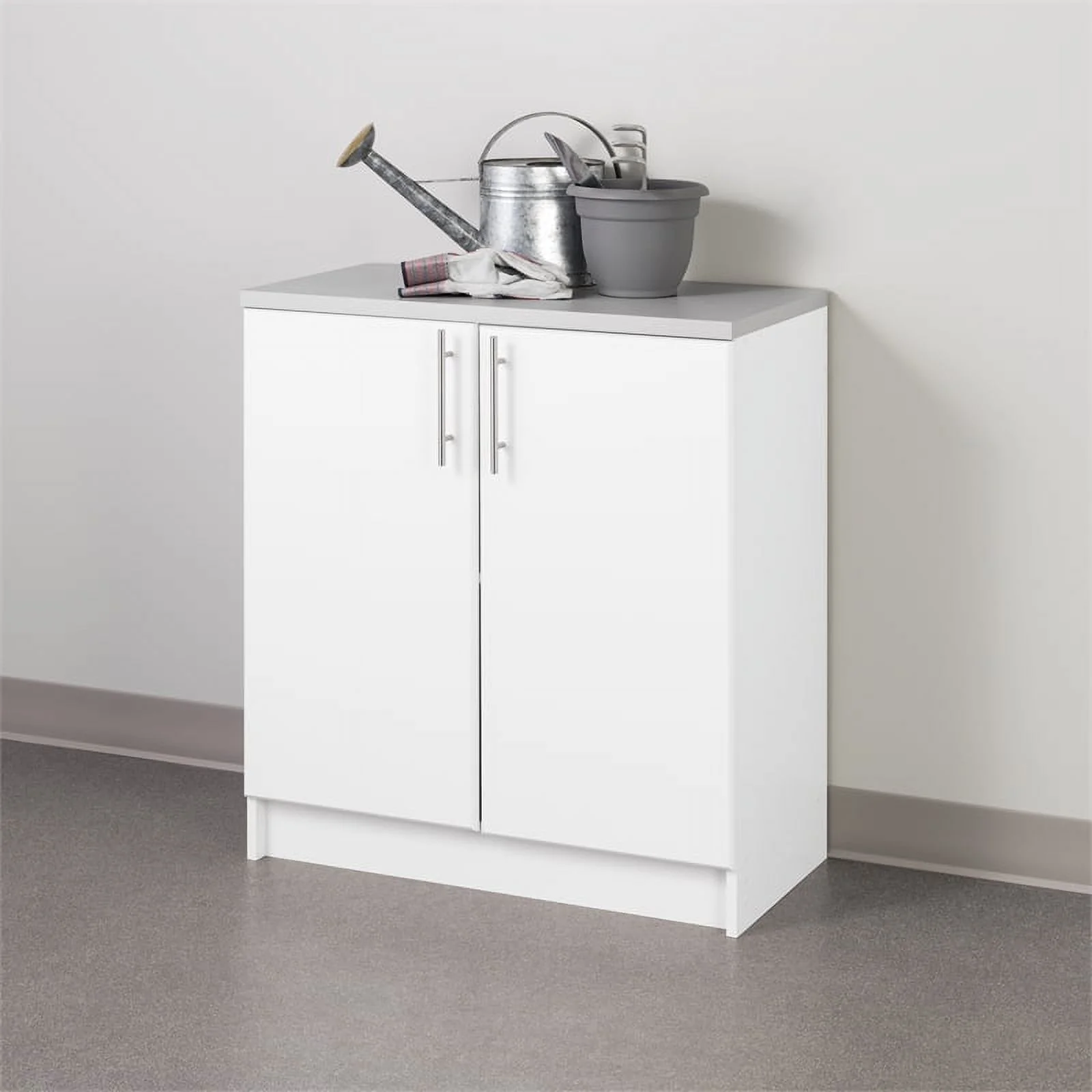 Pemberly Row White Engineered Wood Base Cabinet with Melamine Countertop