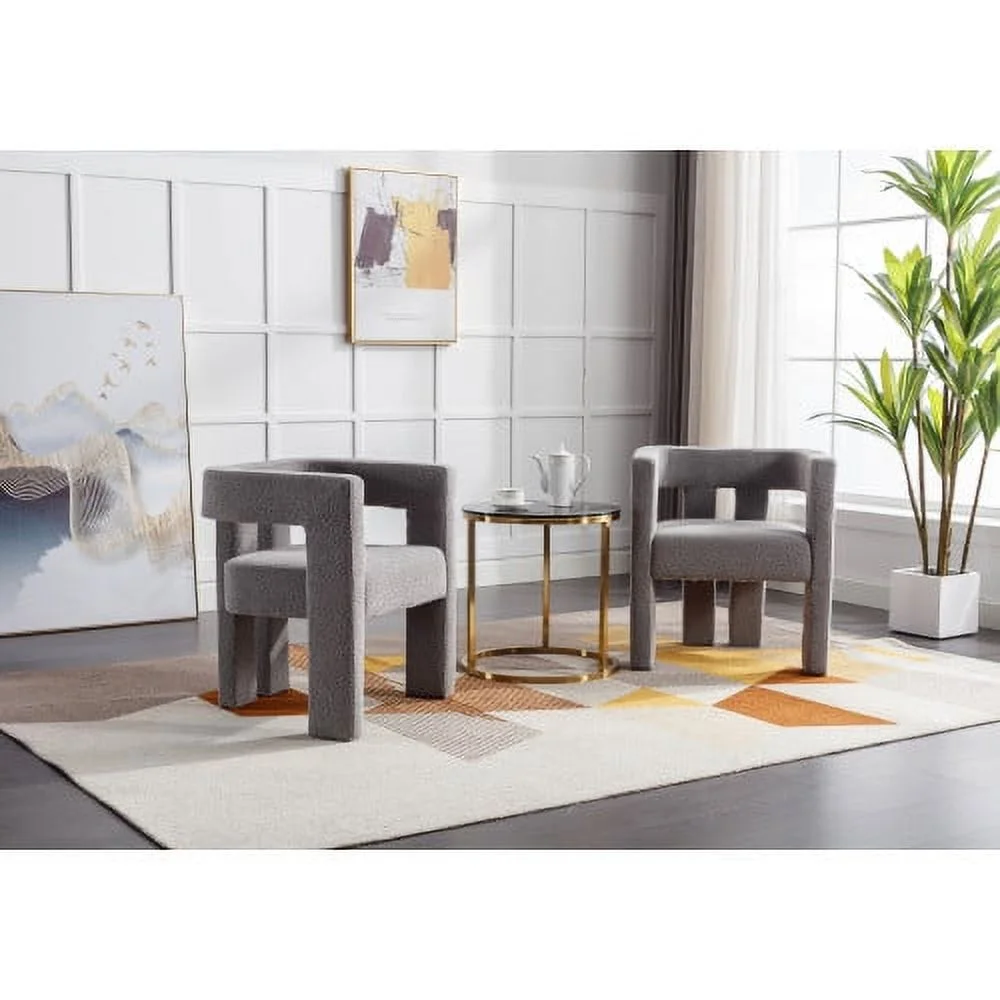 DremFaryoyo COOLMORE Contemporary Designed Fabric Upholstered Accent/Dining Chair /Barrel Side Chairs Kitchen Armchair for Living Room 2PC/SET