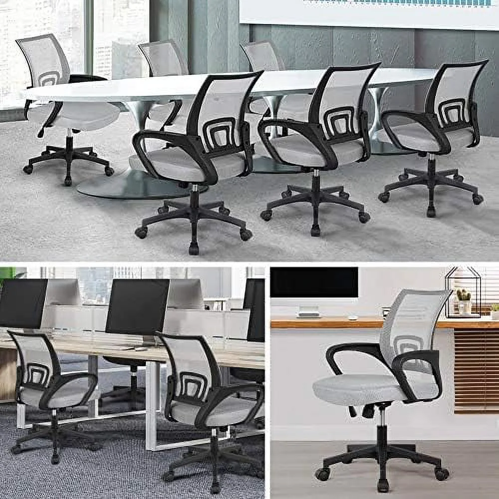 CGFHYP Office Chair Mid Back Swivel Lumbar Support Desk Chair  Height Adjustable Computer Ergonomic Mesh Chair with Armrest Black  2-Pack